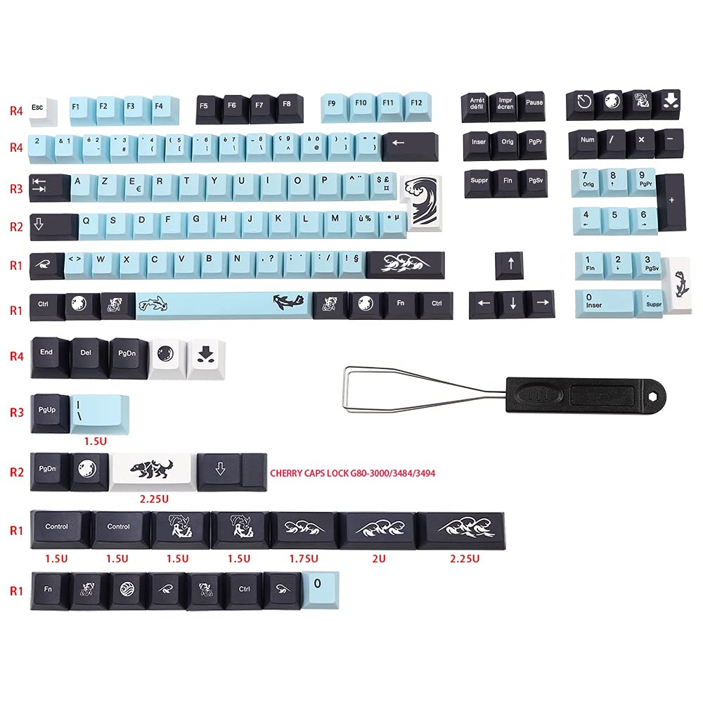 PBT France Keycaps Cherry Profile pour MX Switch Clavier Mécanique
