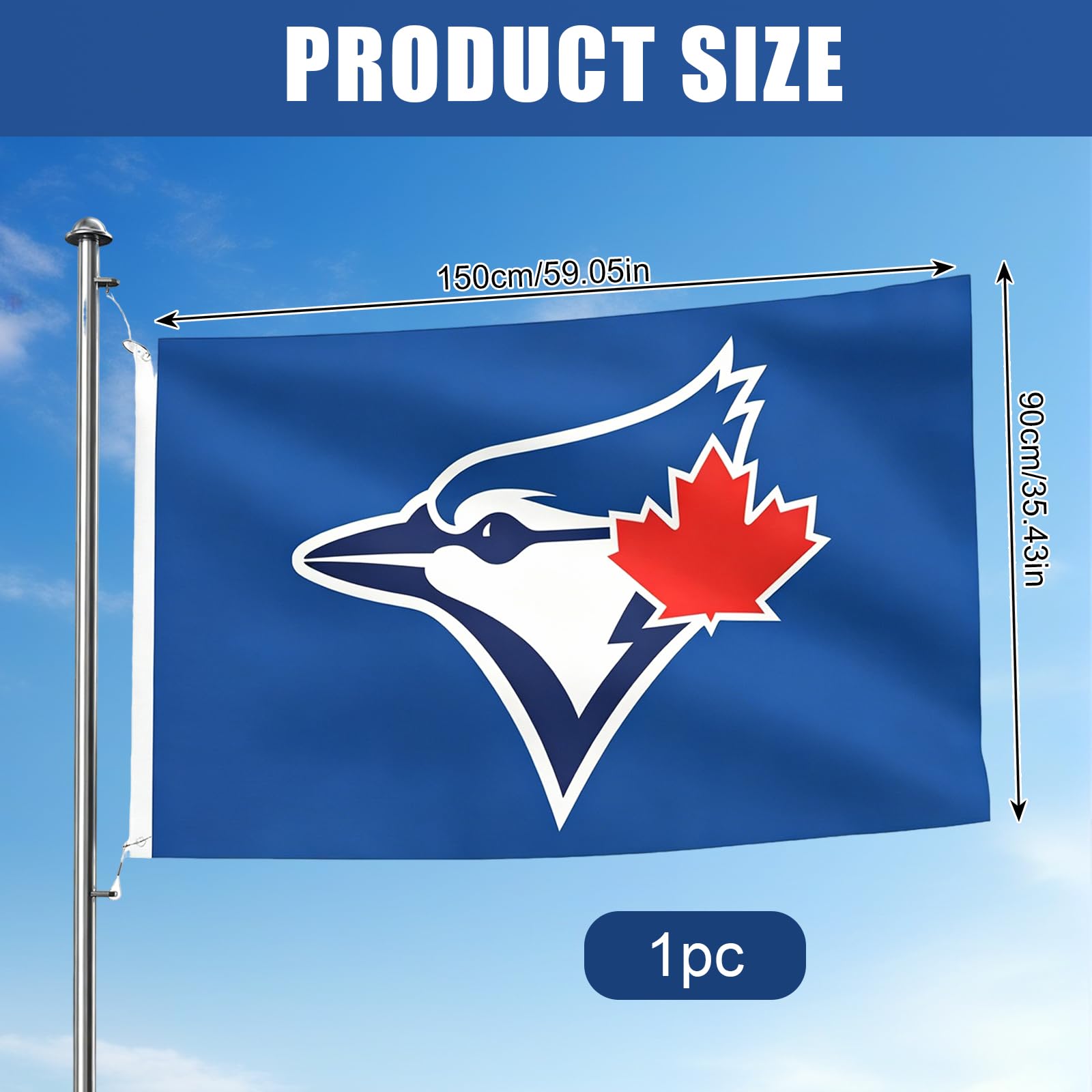 Blue Jays Flag 3x5 Feet Flag Banner for Fans, Toronto Baseball Fan Banner, Fade Resistant, Outdoor Indoor Flag, Dorm Room Decor, Sports Fan Merch (A) — view 2