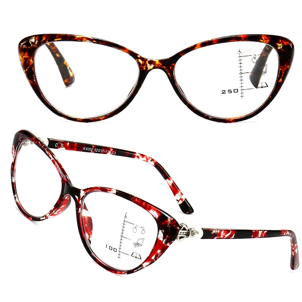 PLOPLO 2 Pack Progressive Multifocal Multifocus Glasses+Anti Blue Light Blocking Computer Reader