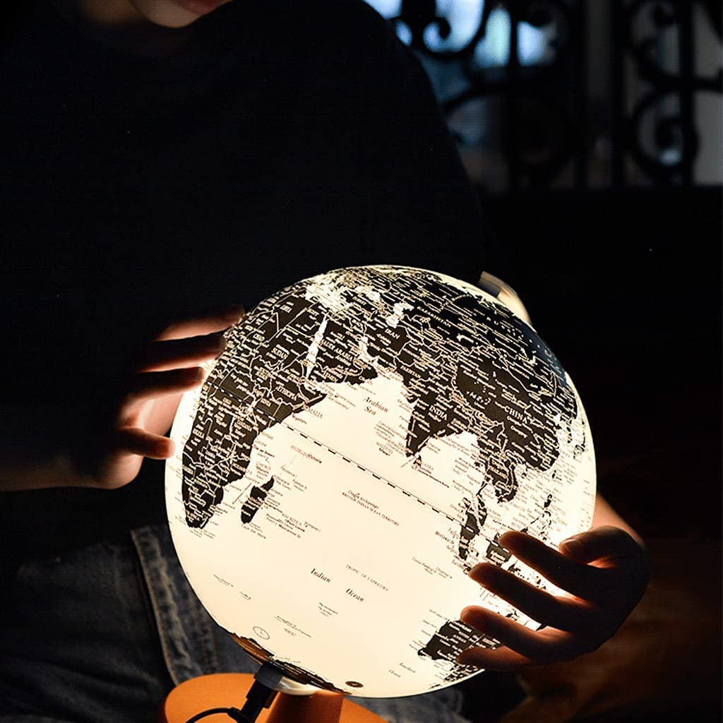 Globo terrestre, Globo Illuminato Nero Da 25 Cm/10 Pollici Con Supporto In Legno