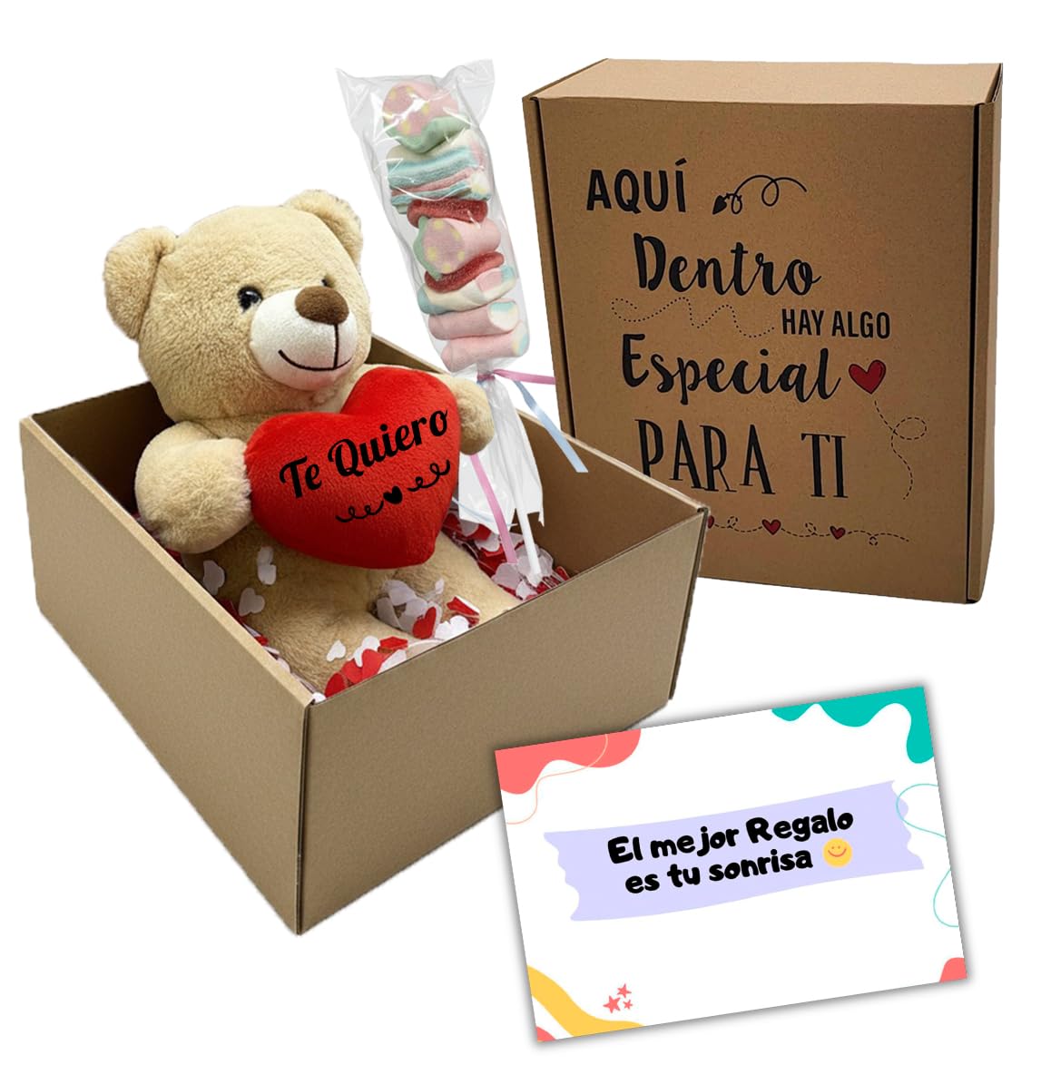 Peluchilandia Regalos Originales para Mujer y Amigas - Osito de Peluche con Mensaje Corazón en Caja Regalo - Detalle para Cumpleaños, Enamorados o Día de la Madre (MARRÓN) — view 12