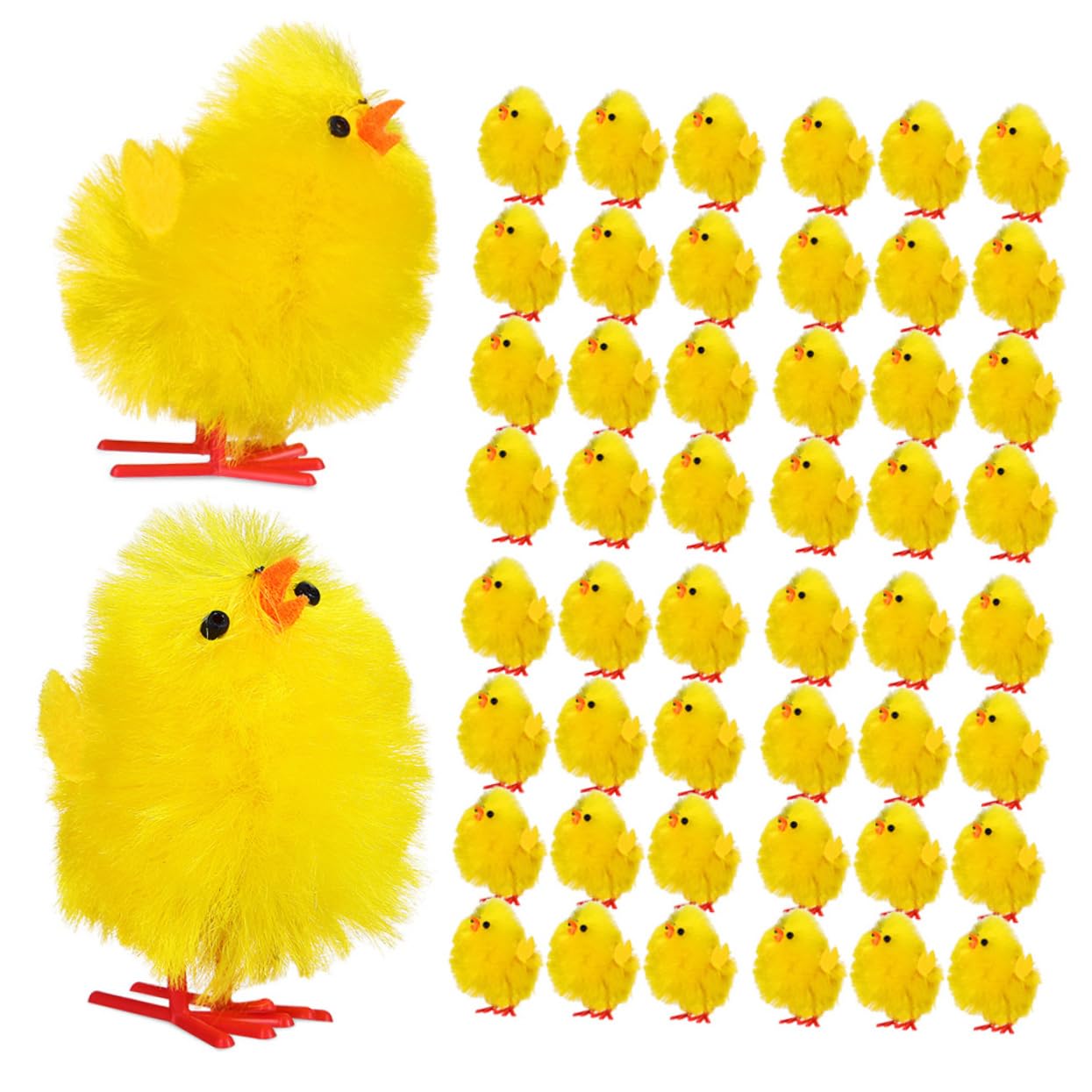 VICASKY 60 unidades de pollitos de peluche linda decoración de Pascua para pollitos difusos decoración reutilizable para fiestas decoración de mesa decoración de habitaciones juguetes de peluche