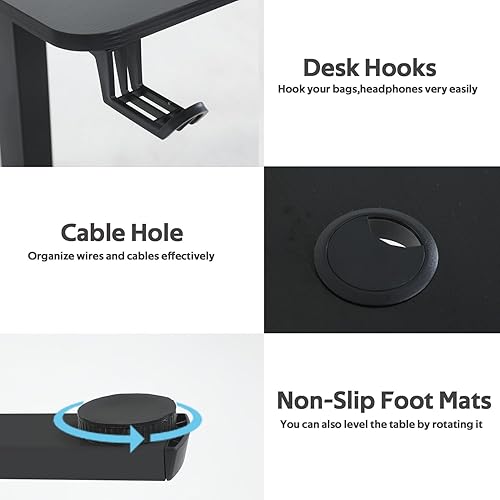 Miniatura 5 de Escritorio de pie, escritorio ajustable de 48 pulgadas para oficina en casa, escritorio de pie con elevación eléctrica, escritorio de pie de altura