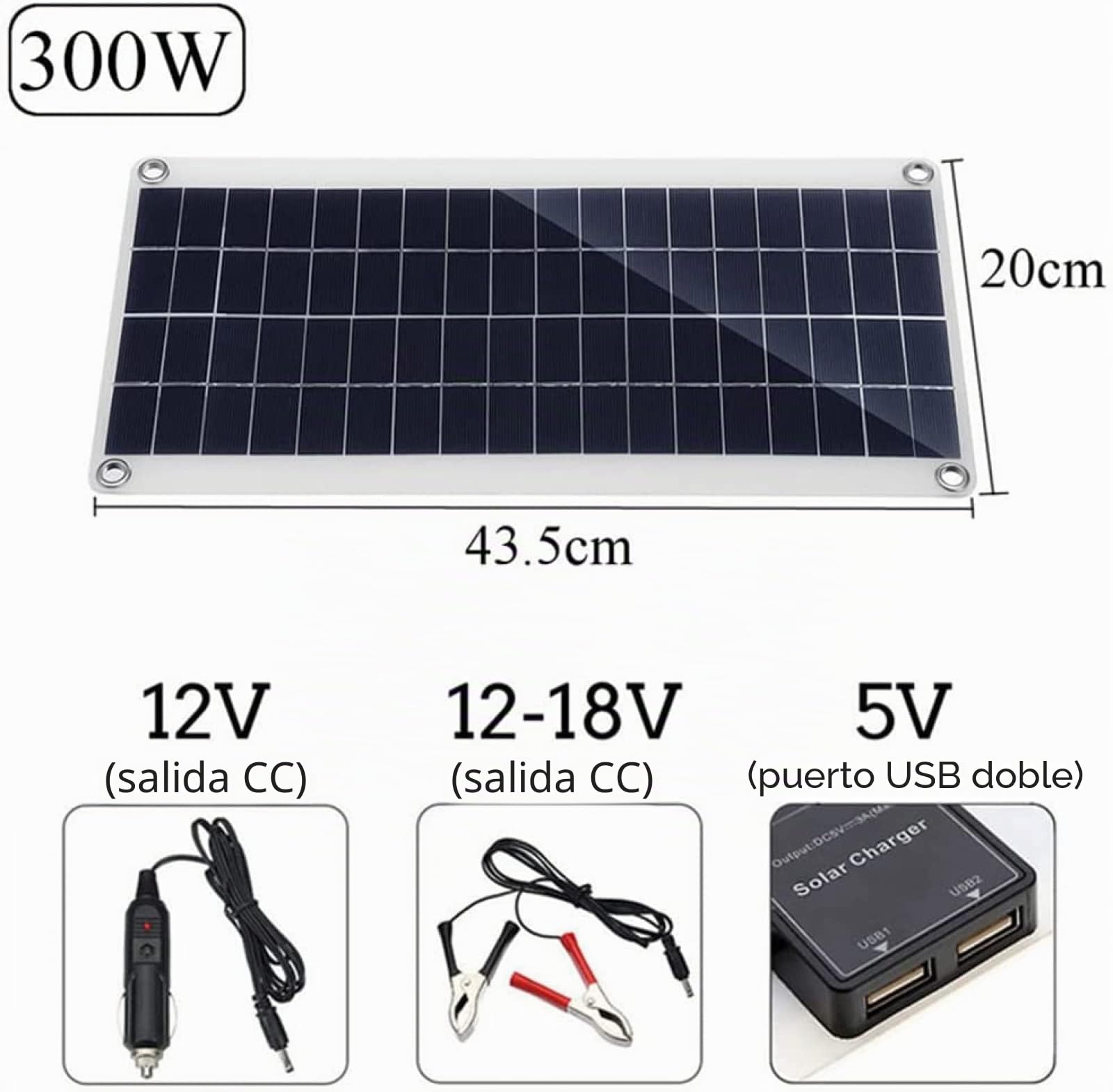 Earnmore 300W Kit Panel Solar Portátil, Panel Solar Flexible Cargador Solar monocristalino para la energía Solar al Aire Libre, embarcaciones, Camping, caravanas o autocaravanas-60a Controller
