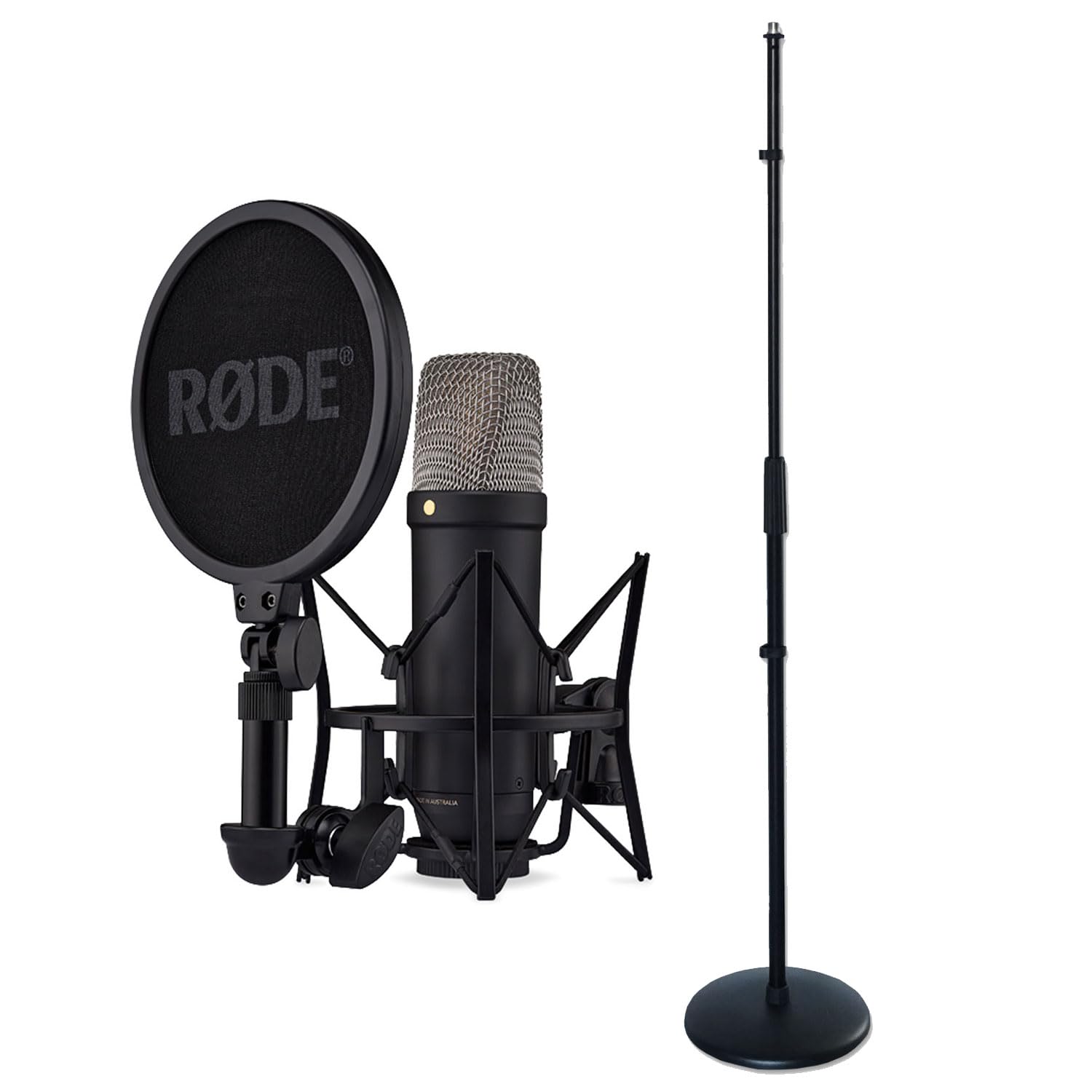 Rode NT1 5th Gen - Micrófono de estudio con soporte recto, color negro