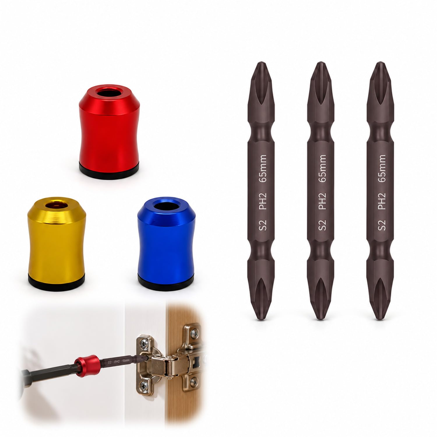 6 Pcs Magnetic Drill Bit Holder Set with Magnetic Screwdriver Bits