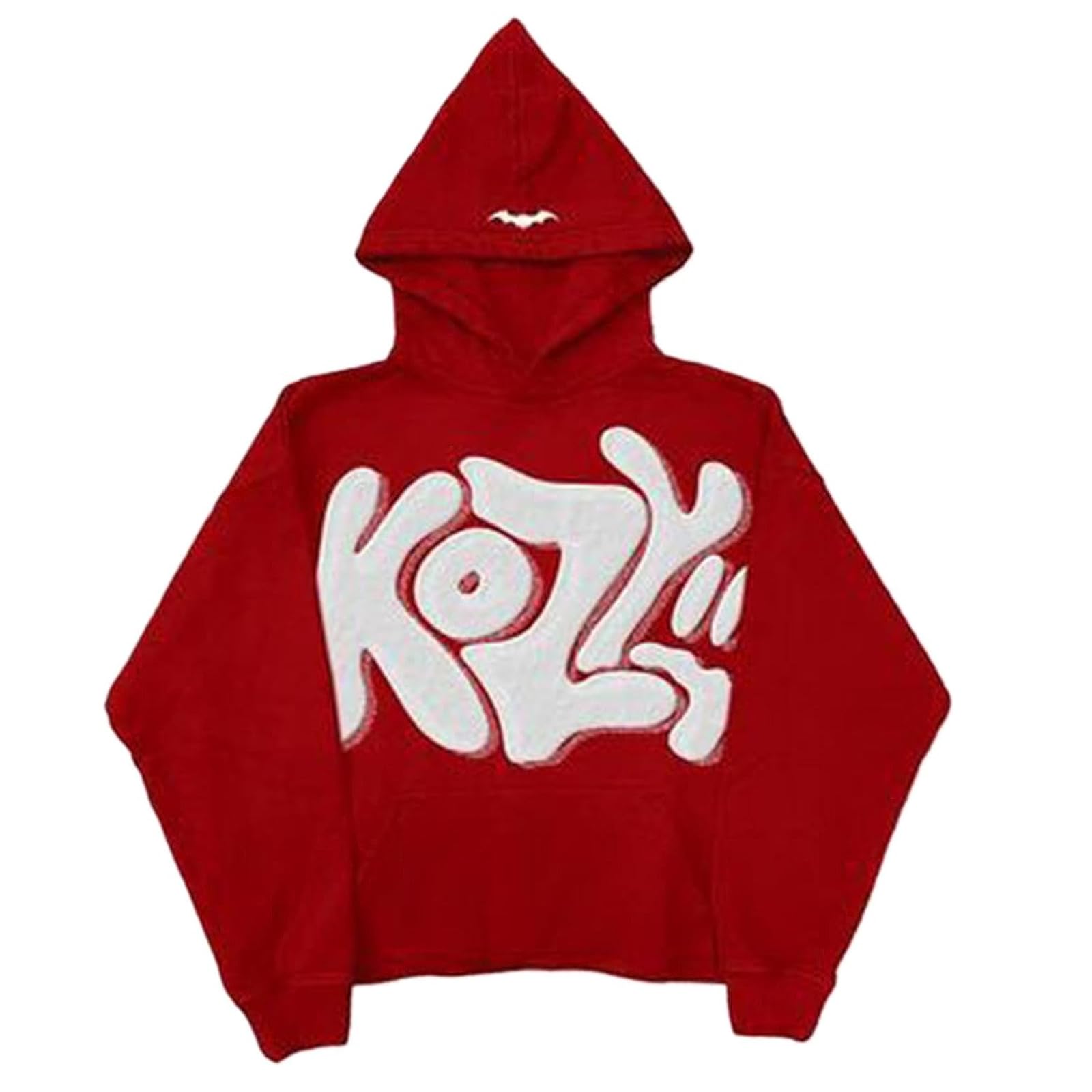 Amiblvowa Y2K Women Men Graphic Hoodies Oversized Letter Puff Print Pullover Sweatshirts Cute Emo Grunge Hooded Jacket
