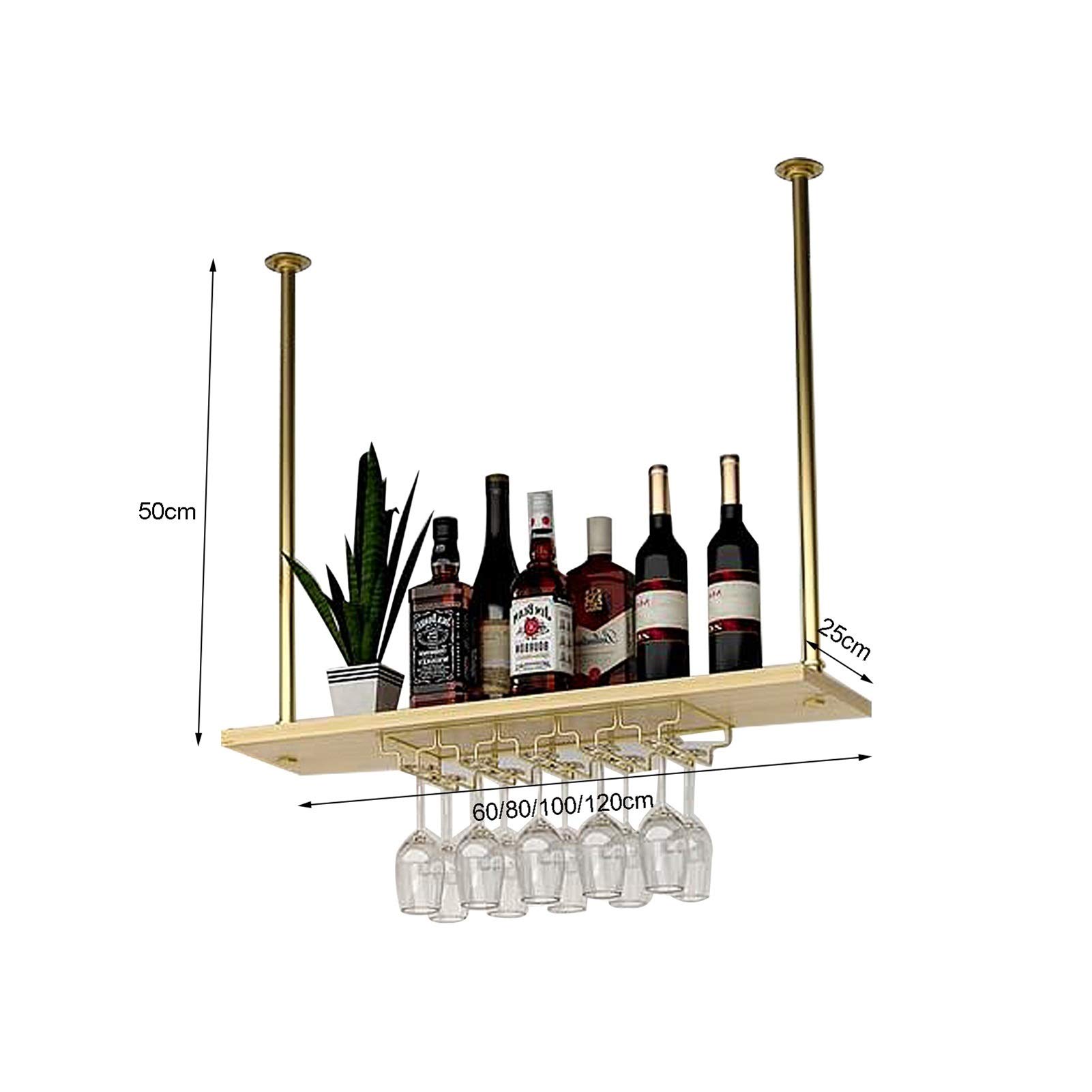 JFHEUEHY Ceiling Shelf Ceiling Shelf Brackets Ceiling Wine Rack?Single Layer Hanging Wine Glass Racks?for Bars/restaurants/kitchens?Perforated Installation?4 Sizes (Size : 80 * 25 * 50cm)
