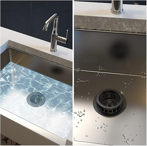 Miniatura 7 de Kit de brida extendida de acero inoxidable con colador de cesta y tapón de drenaje para desagüe estándar de fregadero de 3 12 pulgadas, brida de