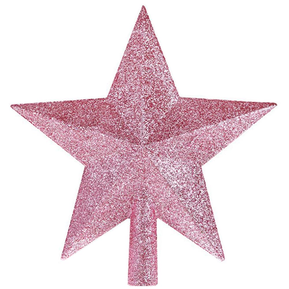 15CM Pink Mini Star Tree Topper - Glitter Star Topper for Small Christmas Trees