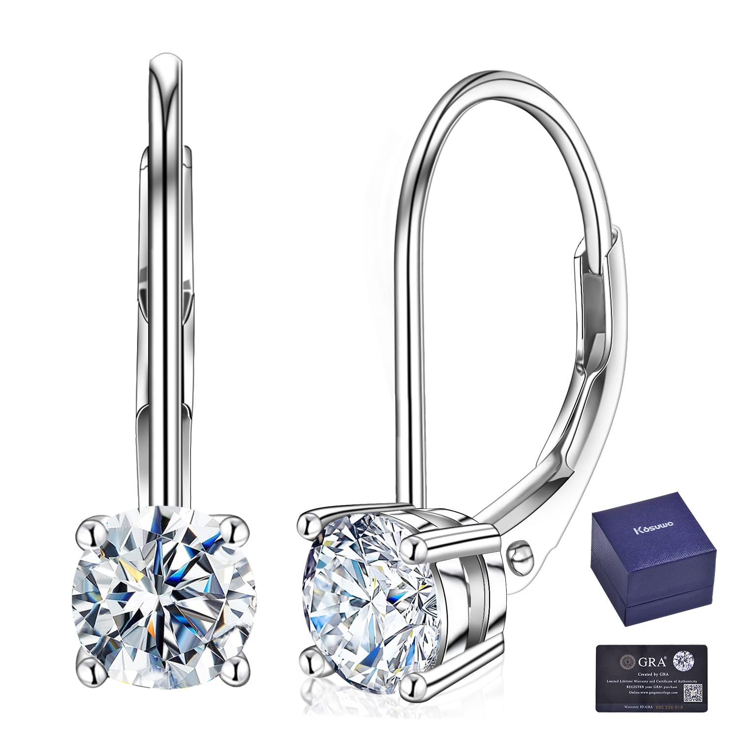 Moissanite Dangle Leverback Earrings