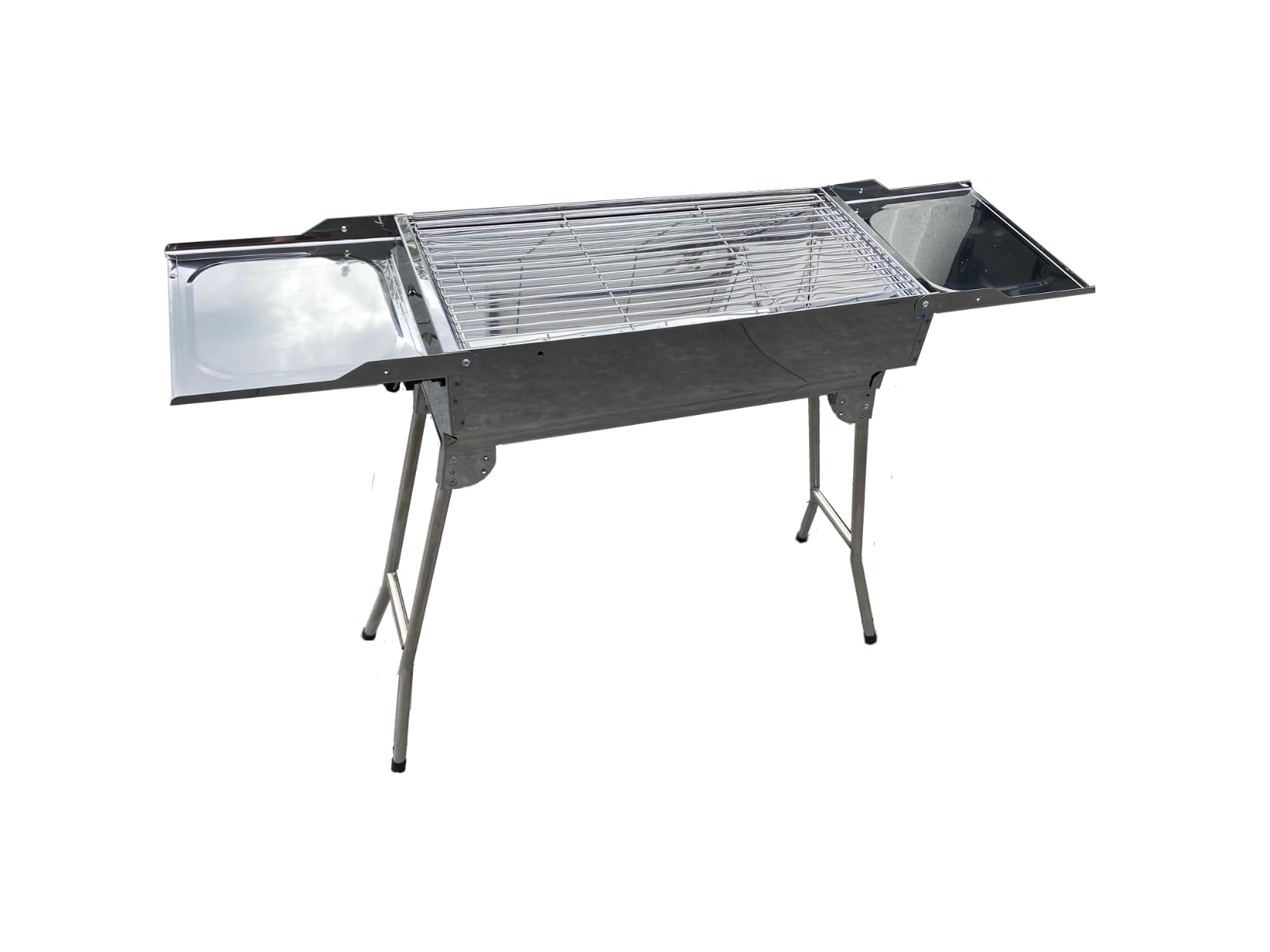walexo Familien Grill Mangal mit klappbaren Füßen Schaschlik und BBQ Kohlegrill Säulengrill Standgrill (inkl. 14 Spieße aus Edelstahl mit Holzgriff)