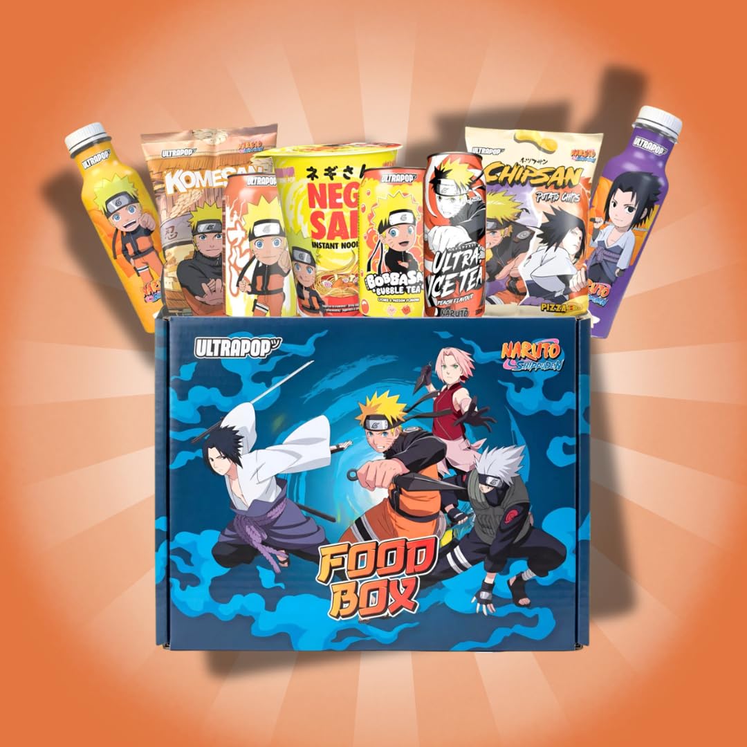 UltraPop Anime Food Box – Ninja Anime Snack- und Getränke Überraschungsbox mit Japanischen Süßigkeiten & Softdrinks | Geschenkbox für Fans Japanischer Animation +Heartglobal Versandschutz