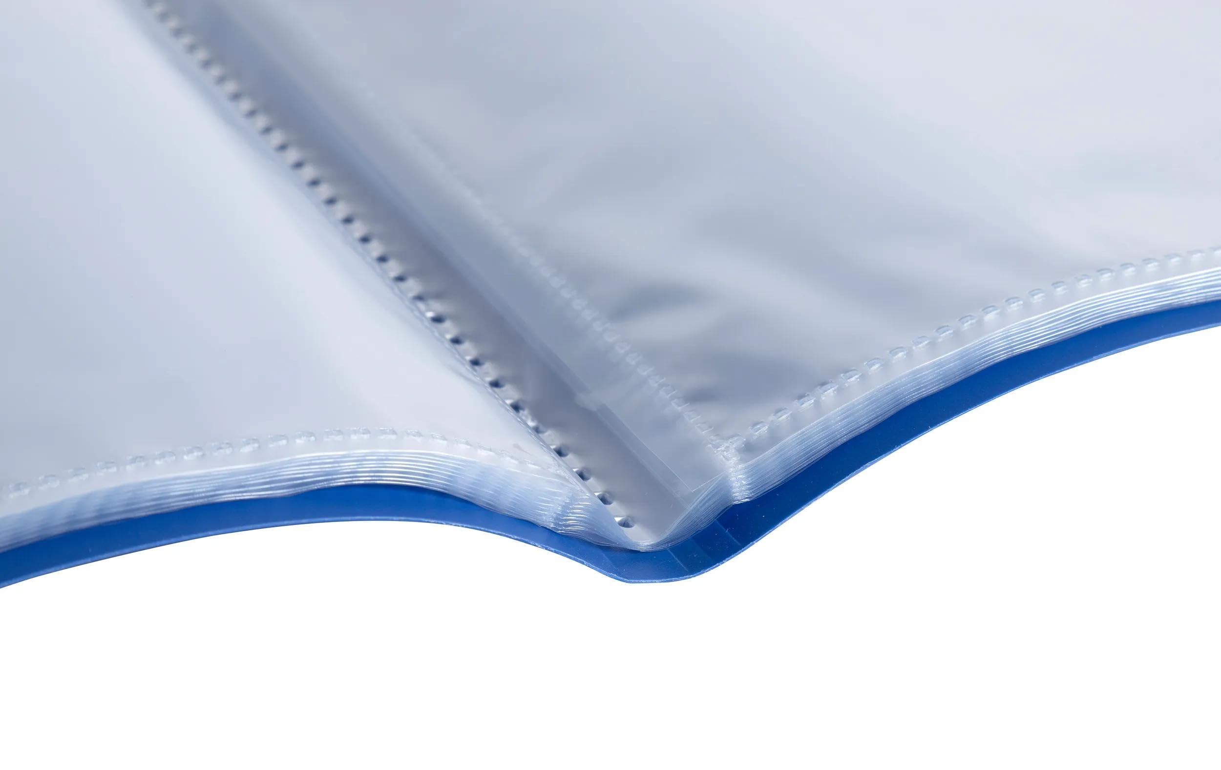 Exacompta 88182E 12er Pack Sichtmappe BeeBlue aus blickdichten Recycling-Kunststoff DIN A4 mit 30 Klarsichthüllen, 60 Sichten, Aktenhülle, Prospekthülle, Marineblau Blauer Engel
