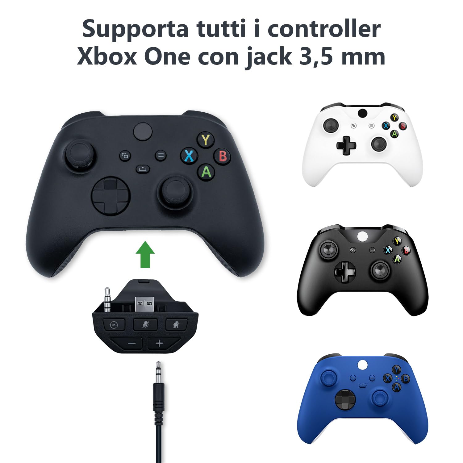 Mcbazel Adattatore per Cuffie Xbox, Amplificatore Audio per Controller Xbox One/Series S/X Con Jack da 3,5 mm, Nero