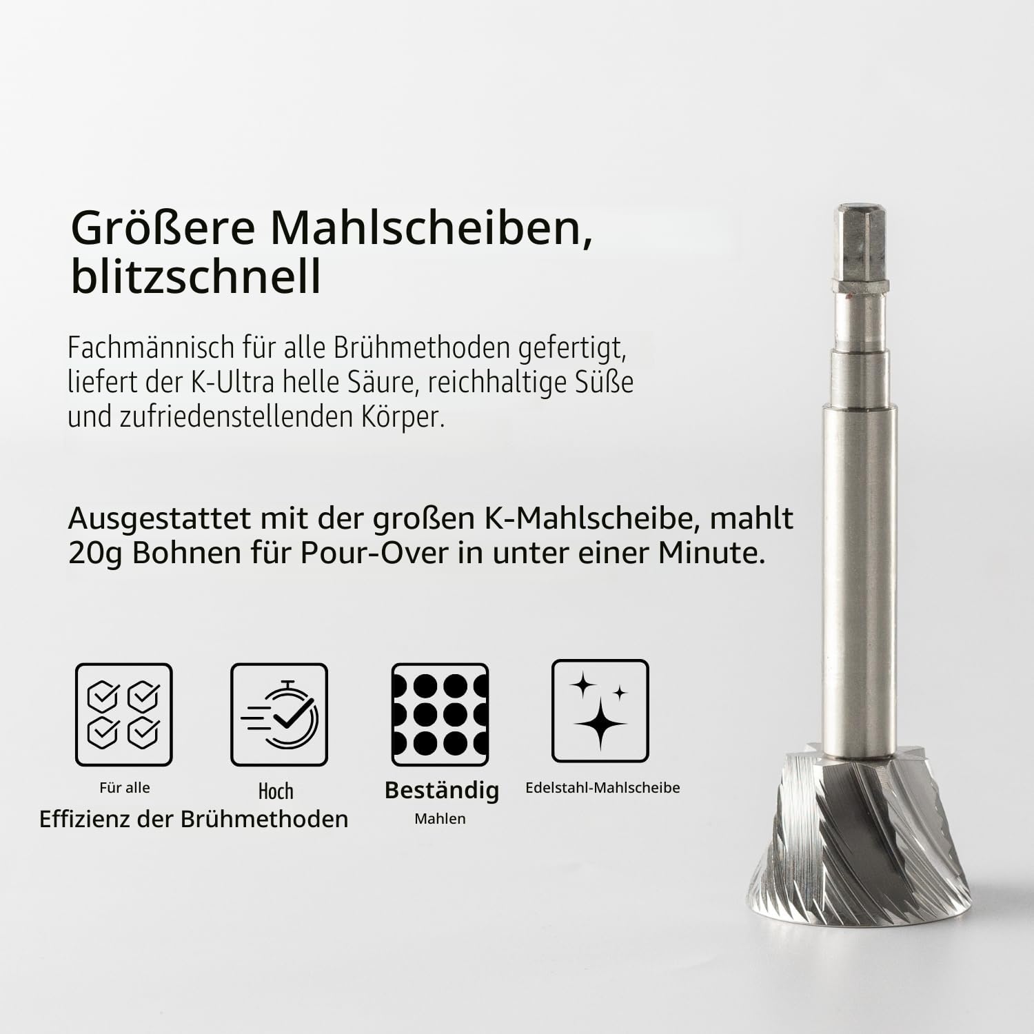 1Zpresso K-Ultra Manuelle Kaffeemühle Eisengrau mit konischen Mahlwerk aus Edelstahl, Intuitive numerische Einstellung, Magnetischer Behälter mit 40g Kapazität