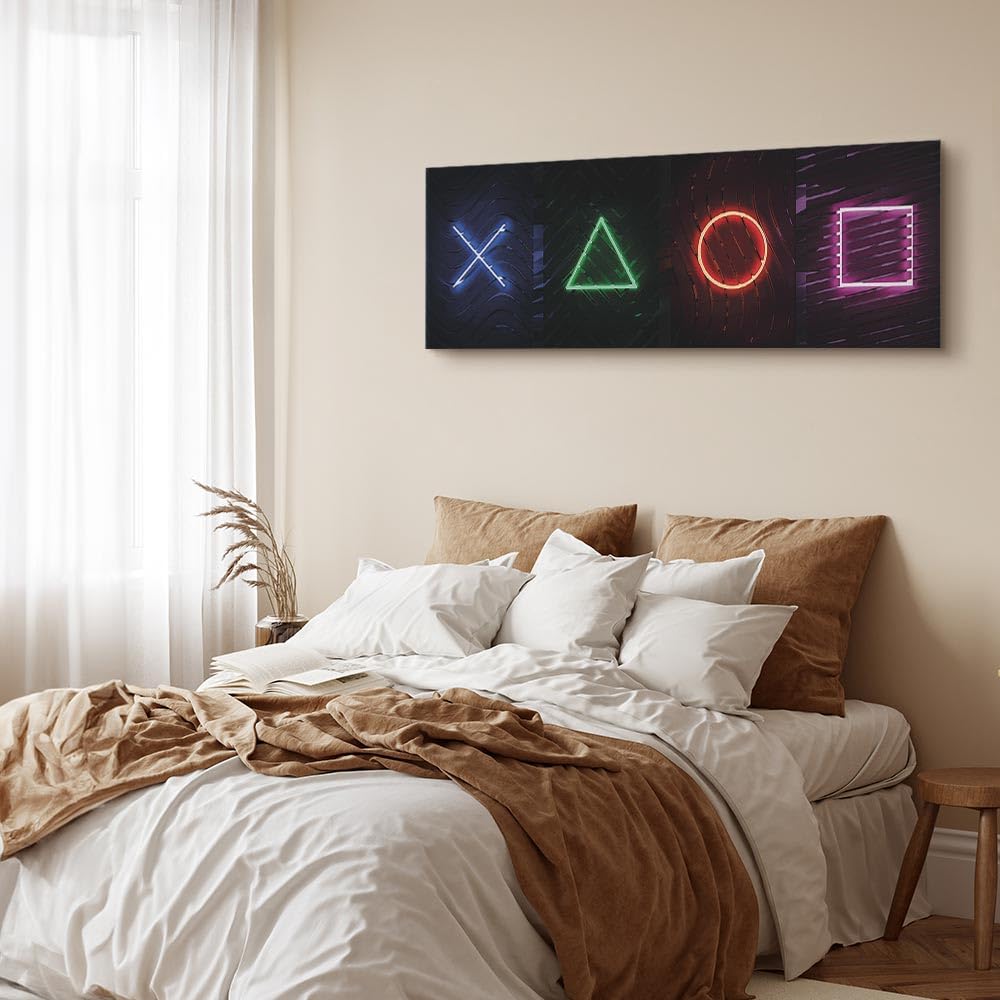 murando - Leinwandbild bunt schwarz Gaming, 150x50 cm, 1-teilig, Wohnzimmer | Hochwertige Leinwand, sofort aufhängbar, ideal fürs Wohn- oder Schlafzimmer, wasserfest und lichtecht, langlebig, stilvoll