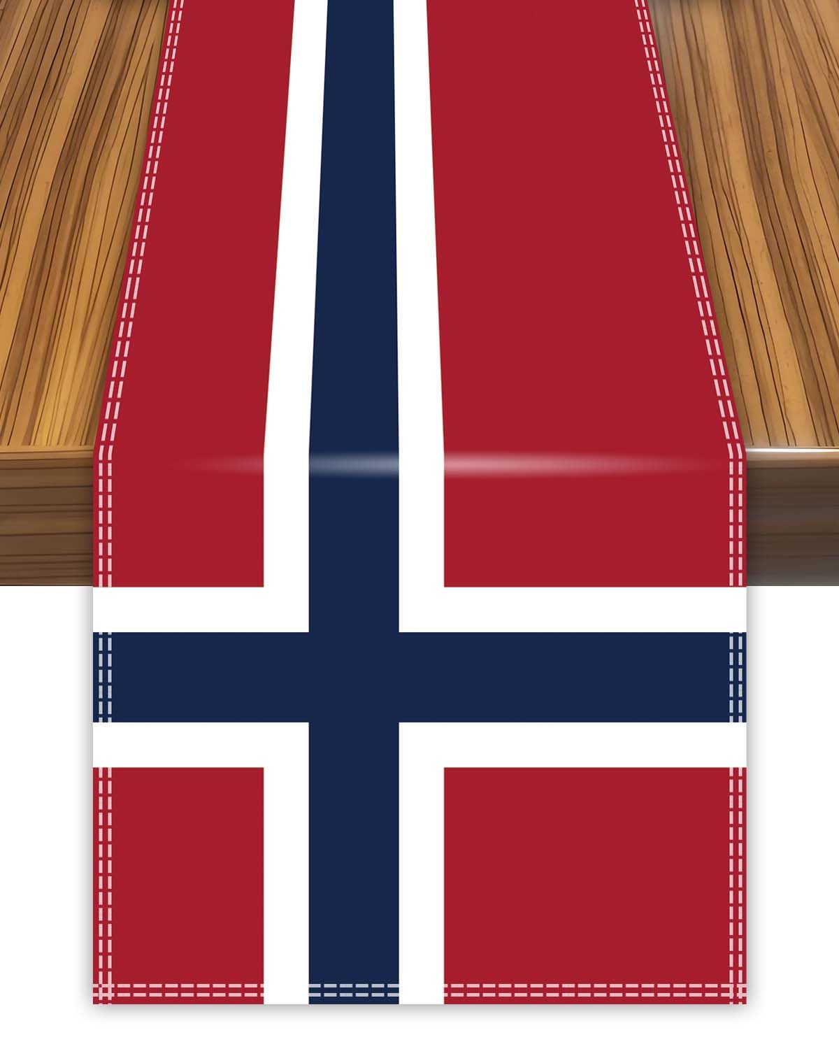 Petite Pine Norway Table Runner,Norwegian Norwegian Flag Tablecolth For Dining Home Decor