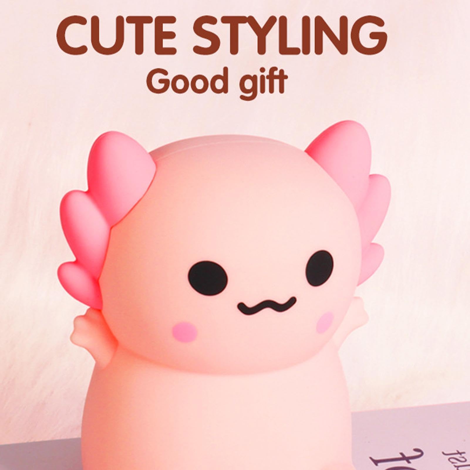 Lampada Notte Axolotl In Silicone Per Bambini - Ricaricabile, Timer 20', Luce Morbida, Regalo Originale