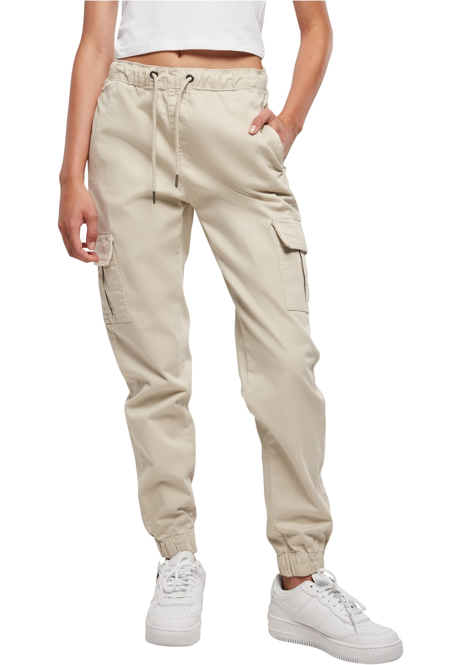Urban Classics Damen High Waist Cargo Comfort Jogging Pants – Soft Seagrass, XL