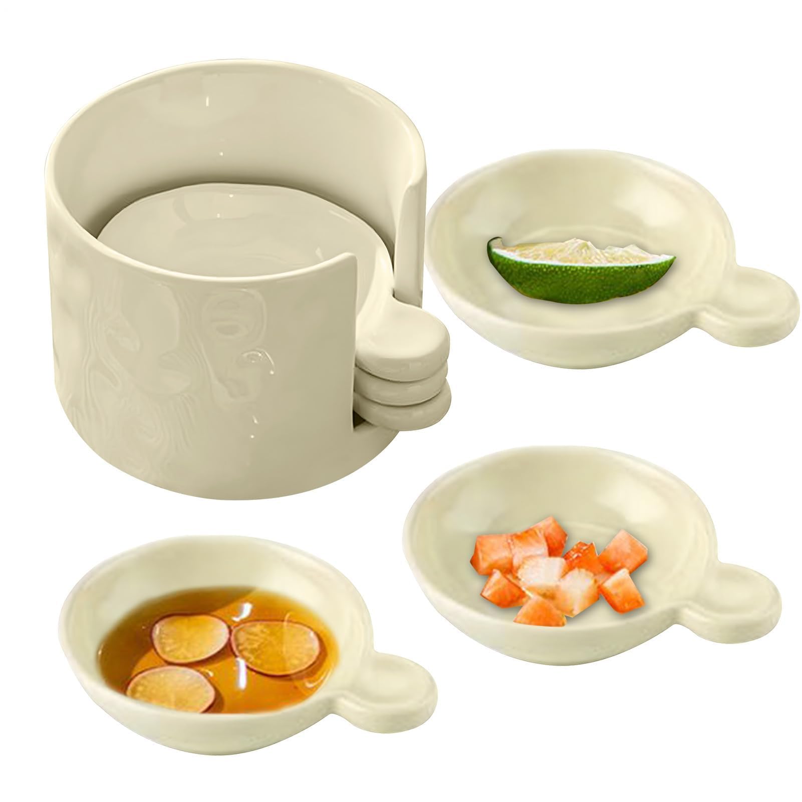 Set di piatti per salsa e supporto, mini piatto da portata per ketchup, barbecue e salse, include una comoda scatola Sto per un facile nizat e servire