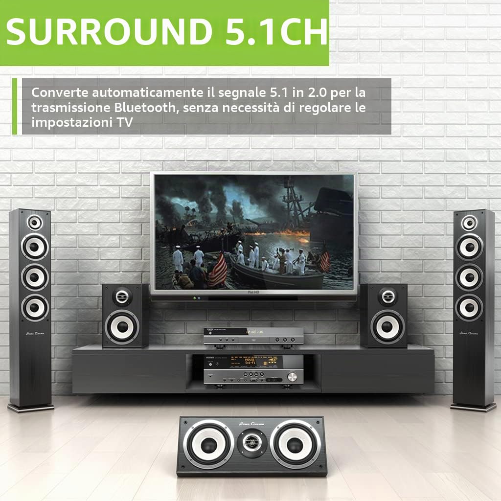Avantree Orbit Bluetooth 5.0 Trasmettitore Adattatore Audio TV con Display LCD, Doppia Antenna a Lunga Portata, Pronta per Netflix Prime, aptX a Bassa Latenza per 2 Cuffie, Collegamento Soundbar