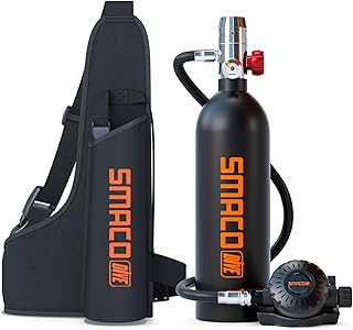SMACO S400 1L Mini Scuba Tank Up to 20 Min Dive Time, Portable Diving Cylinder for Scuba Diving, Snorkeling &Emergency Rescue