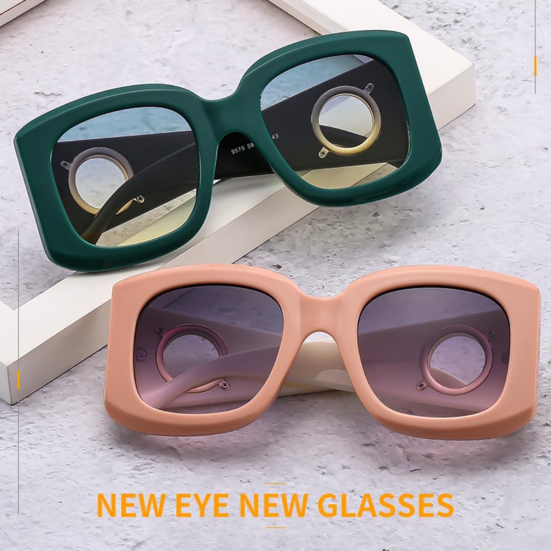 Oversized Square Sunglasses Women Vintage Fashion Men Shades Uv400 Luxury - Image 2