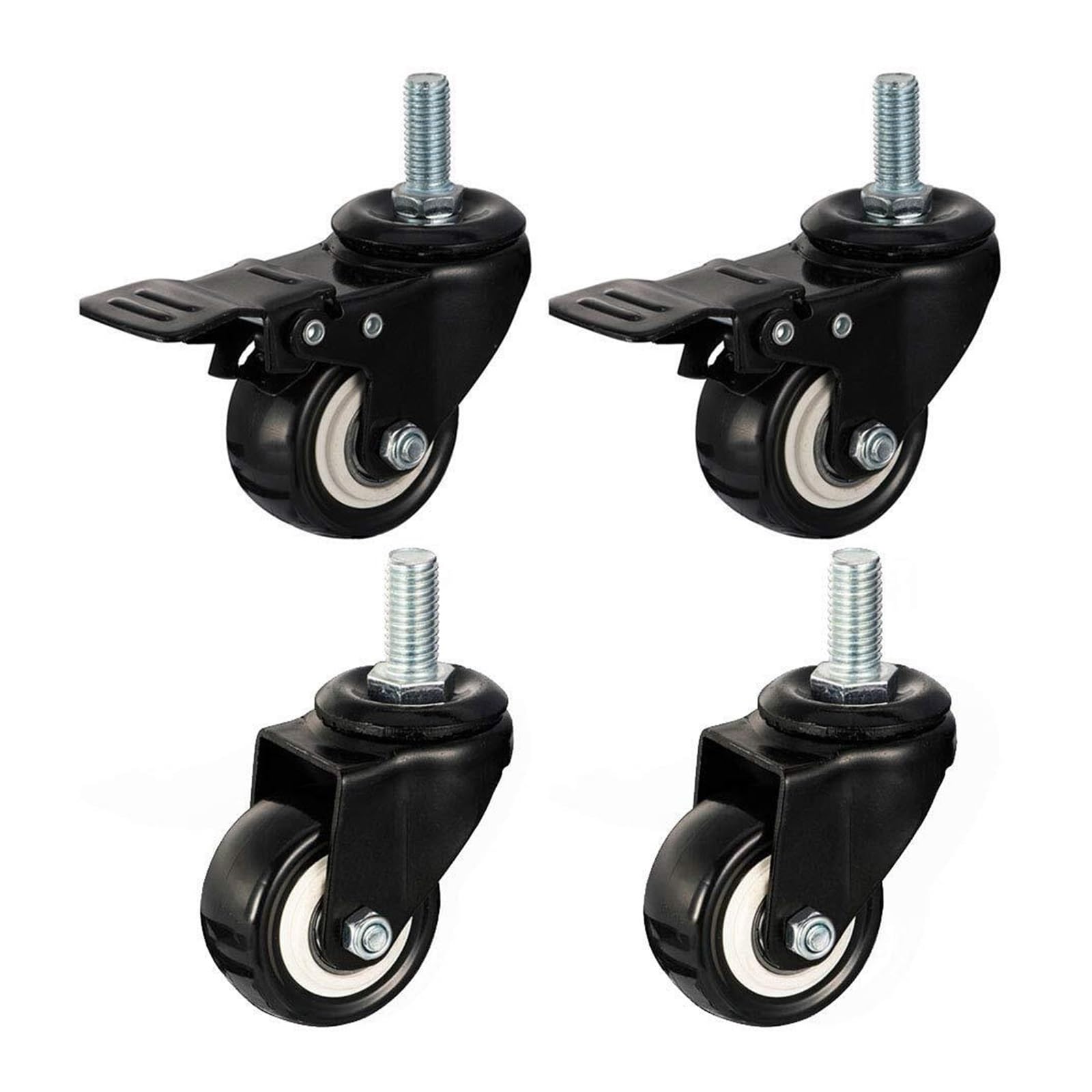 GYRAZXS Heavy Duty 1.5in Swivel Caster Wheels Set of 4 Furniture Castors with Threaded Stem Polyurethane Double Bearings Ideal for Workbench