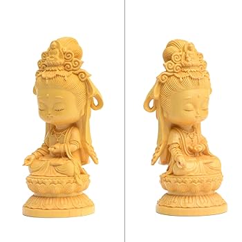 Amazon｜繁樓藝雕 仏像 ミニ 可愛い 観音像 観音菩薩 柘植製
