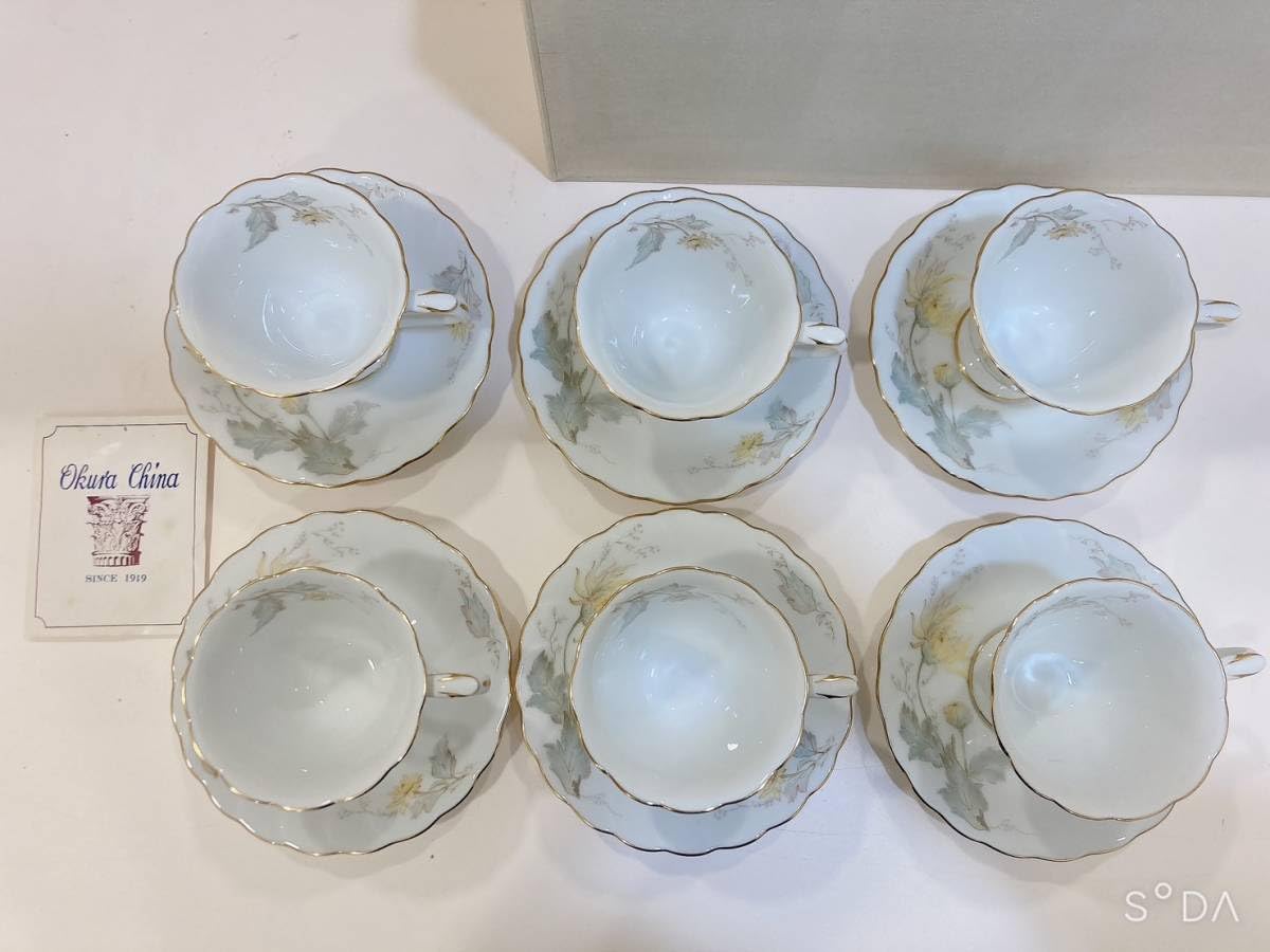 Amazon.co.jp: 大倉陶園 手描き 色絵糸菊 カップ＆ソーサー 6客 箱付き 