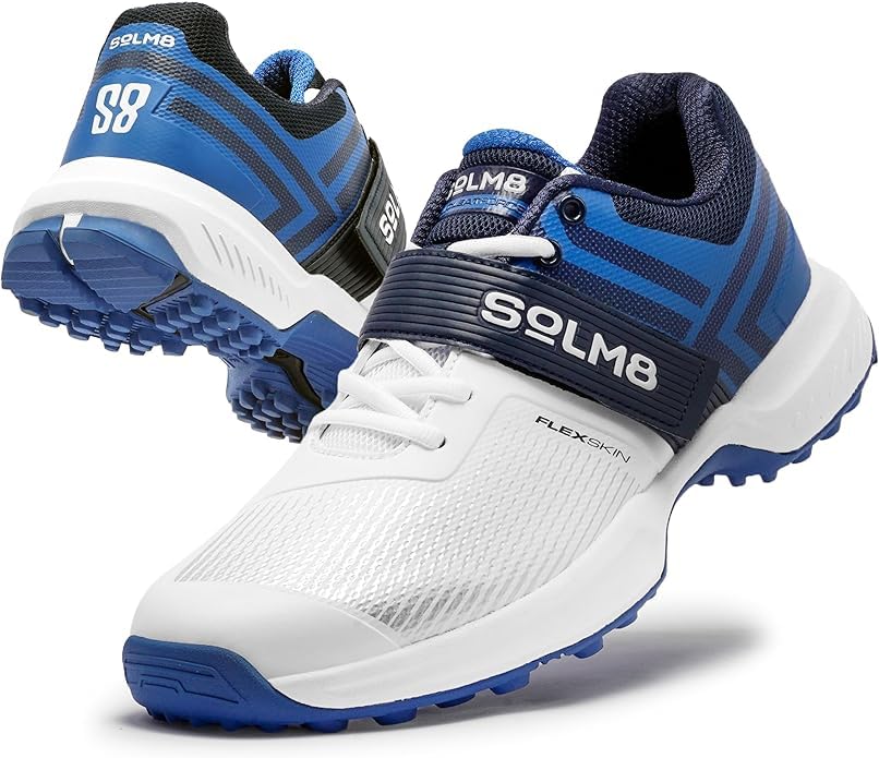 Image of SOLM8 S8 Cricket Shoes with Rubber Spikes - Performance Cleats for Men on Outdoor Turf /Grass, Featuring Wide Toe, Speed-Fit Lacing and New Gel Cushioned Insole