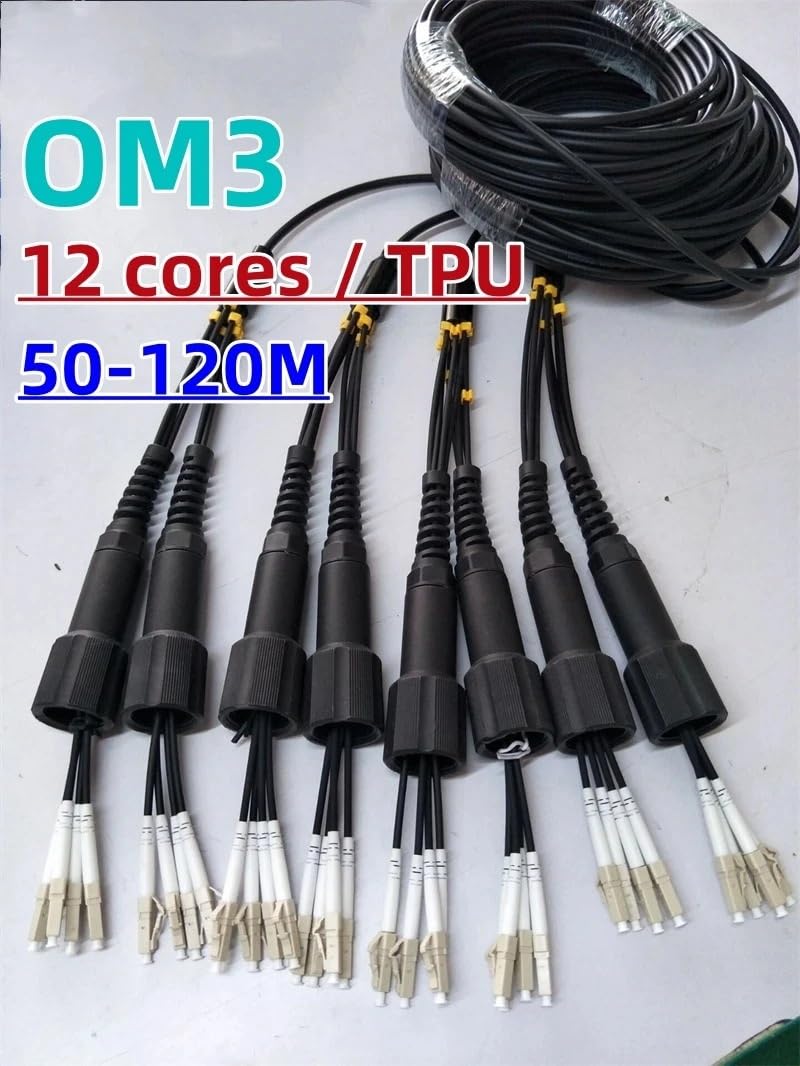 50 m, 60 m, 70 m, 80 m, 100 m, 120 m, 120 m, 12 C, SC, LC, FC, ST, Multimode 12 Fibre Optique Extérieur(50m LC-LC)