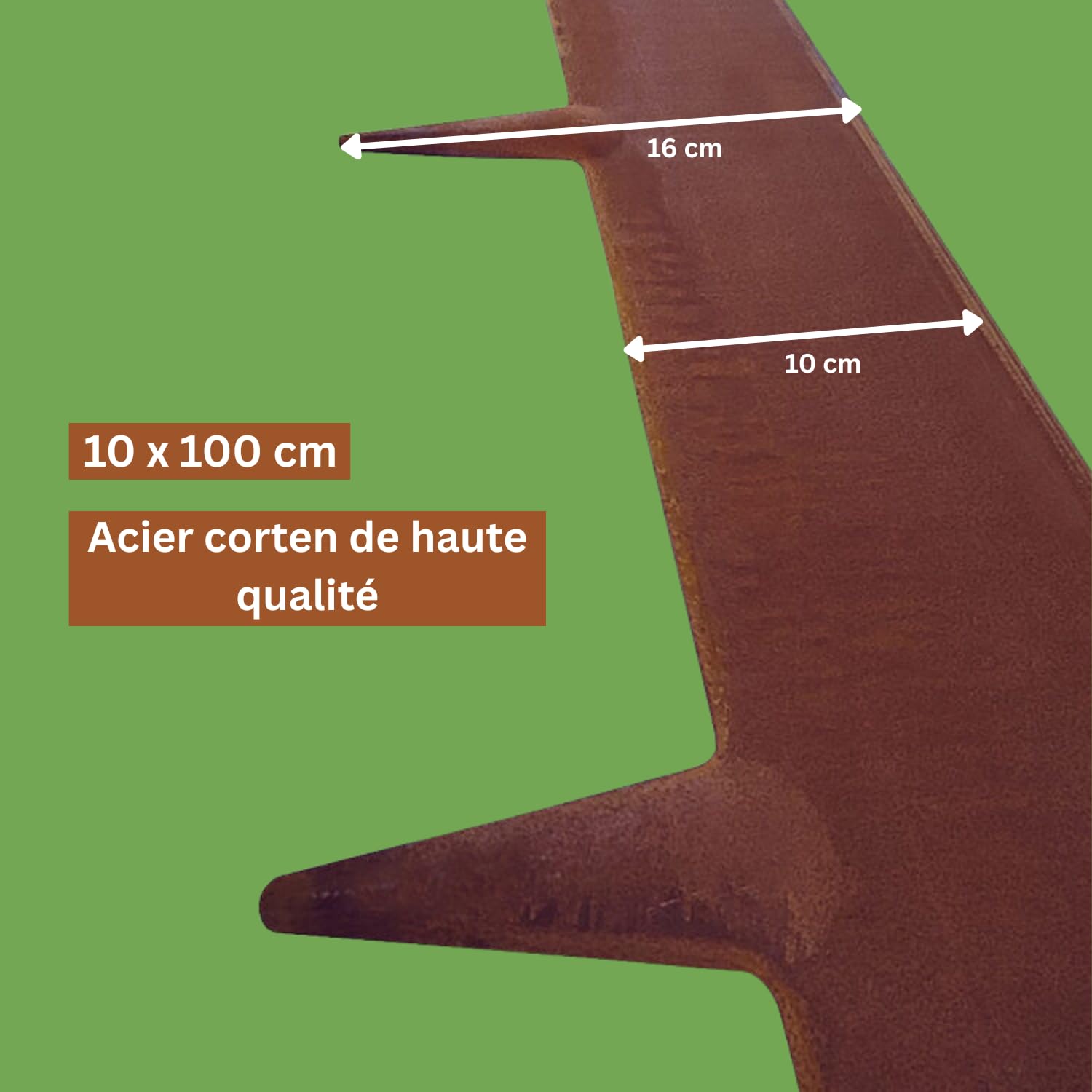 RoRi Bordure de pelouse en Acier Cortenstahl 10 m - 10 cm de Hauteur - Dessus Arrondi - 10 x 1 m Bordure - Pliage des Bordures de pelouse - Clôture pour vergers Marron