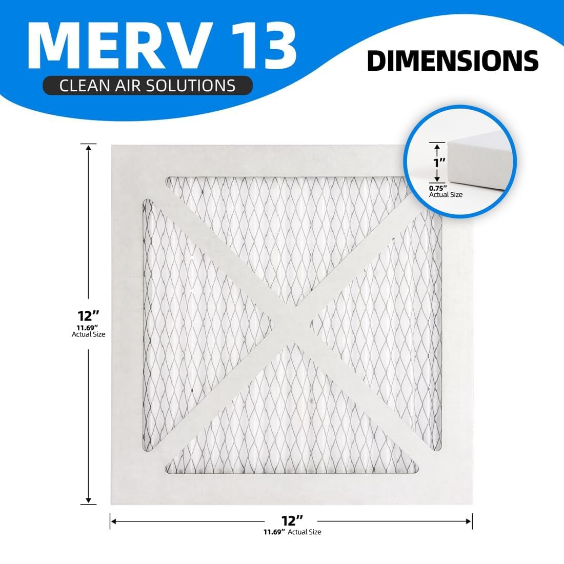 Lot de 6 filtres à air plissés pour four MPR 1900 et FPR 10, MERV 13 (taille réelle : 29,7 x 29,7 x 1,9 cm)