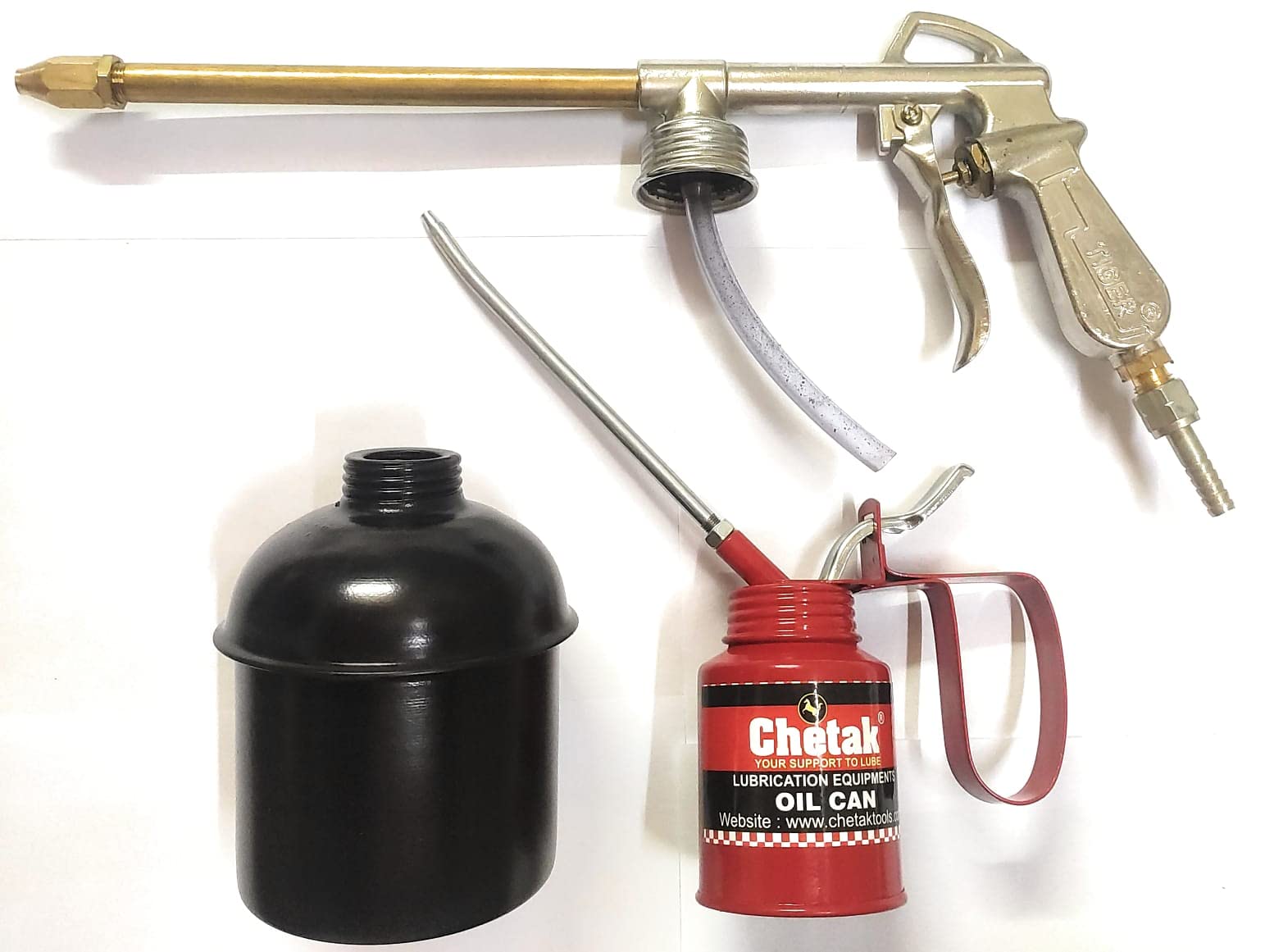 Diesel Gun with 700 ML Black Powder Coated M.S Cup (Make Tiger) + 1/4 Pint Oil can (Make : Chetak)