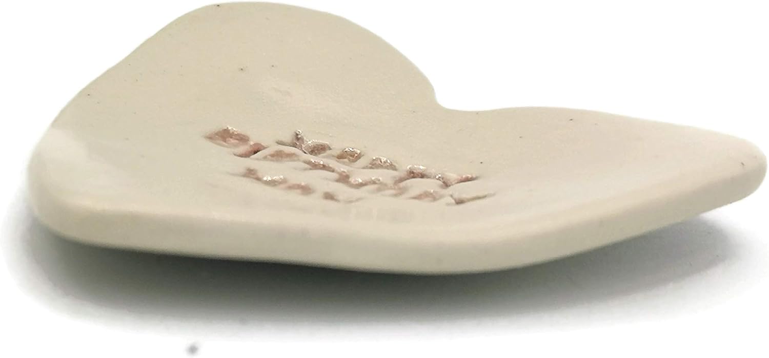 Ring Holder Dish Happy Birthday Mom Gift, Small Handmade Heart Shaped Bowl (Beige) image 5