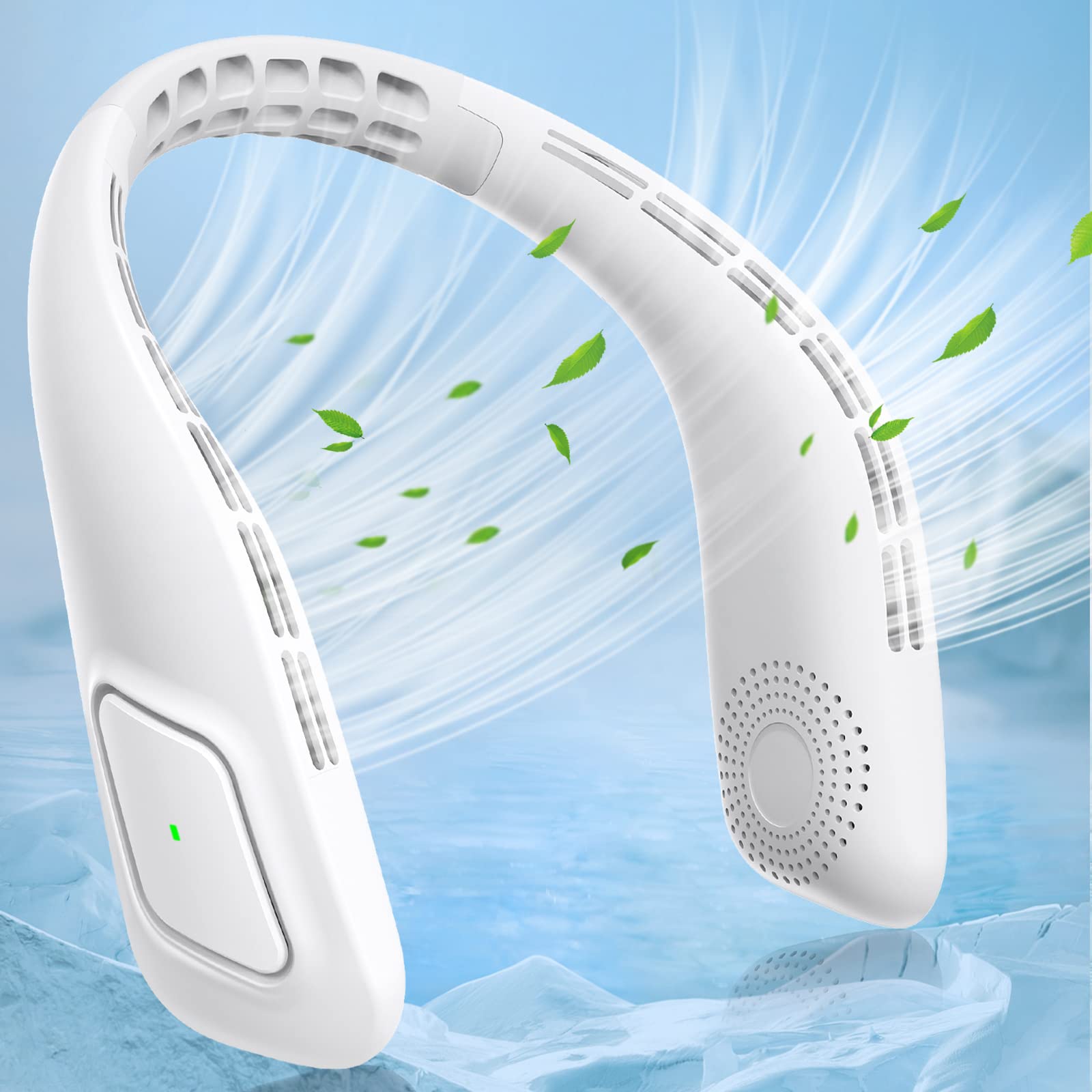 AJVV Neck Fan, Portable Neck Fan Rechargeable with 4000mAh Battery and 3 Speeds, Wearable Personal Fans 360° Cooling Airflow, Neck Fan Air Conditioner for Women Outdoor Indoor