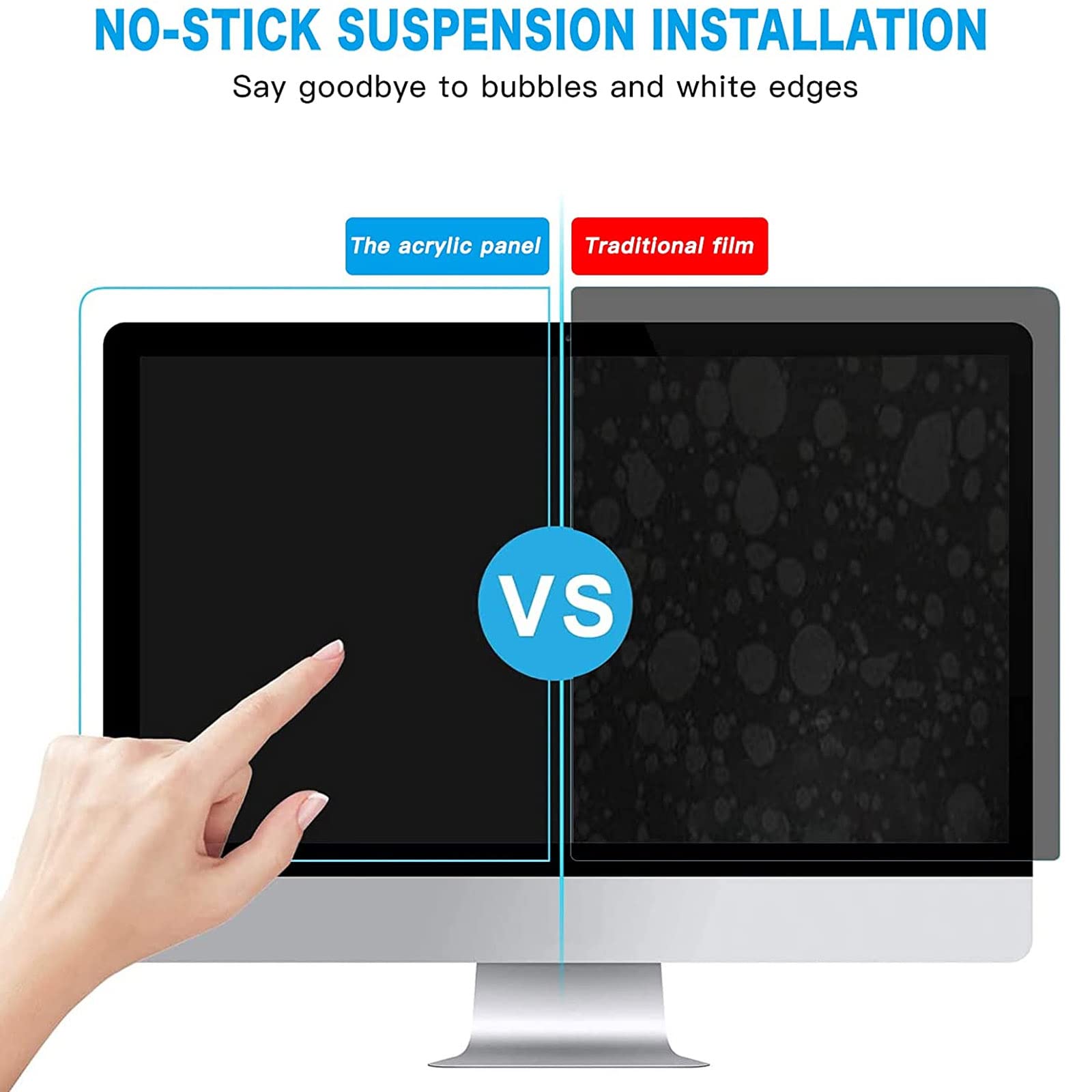 Hängend Anti-Blaulichtfilter,Blue Light Screen Protector,Anti Blendschutz Displayschutzfolie,Augenschutz Folie,Anti Eye Strain,Blockiert Schädliches Blaues Licht & UV Film,Abnehmbarer Computer/Monitor