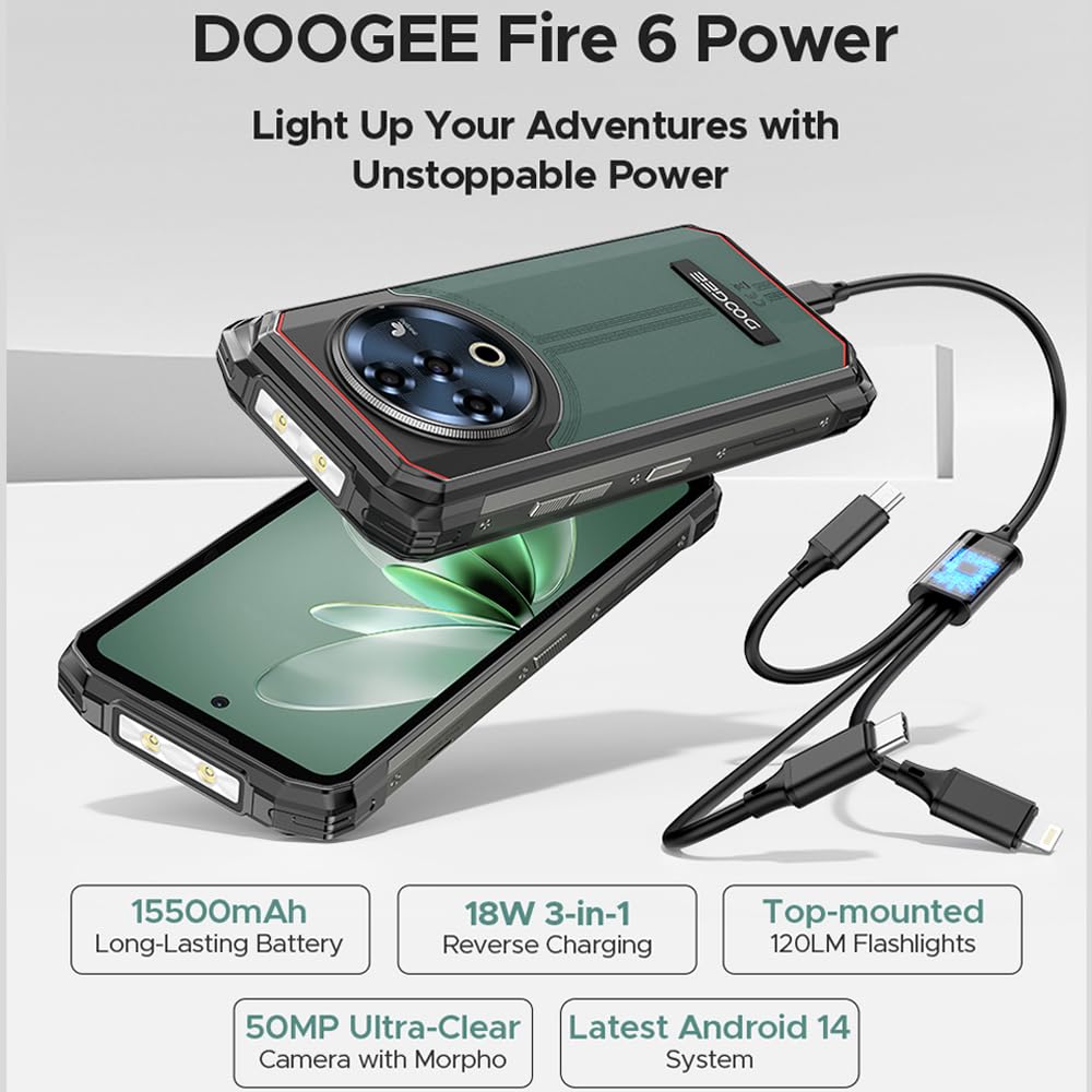DOOGEE Fire 6 Power Rugged Smartphone 20GB+256GB Black - Dettaglio