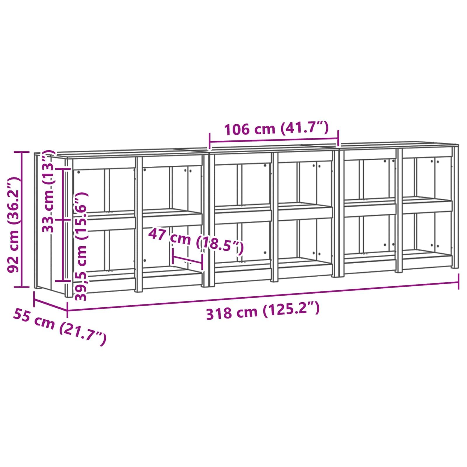 MEPPEL Outdoor Kitchen Cabinet 3 Pieces Douglas Wood 318x55x92 cm