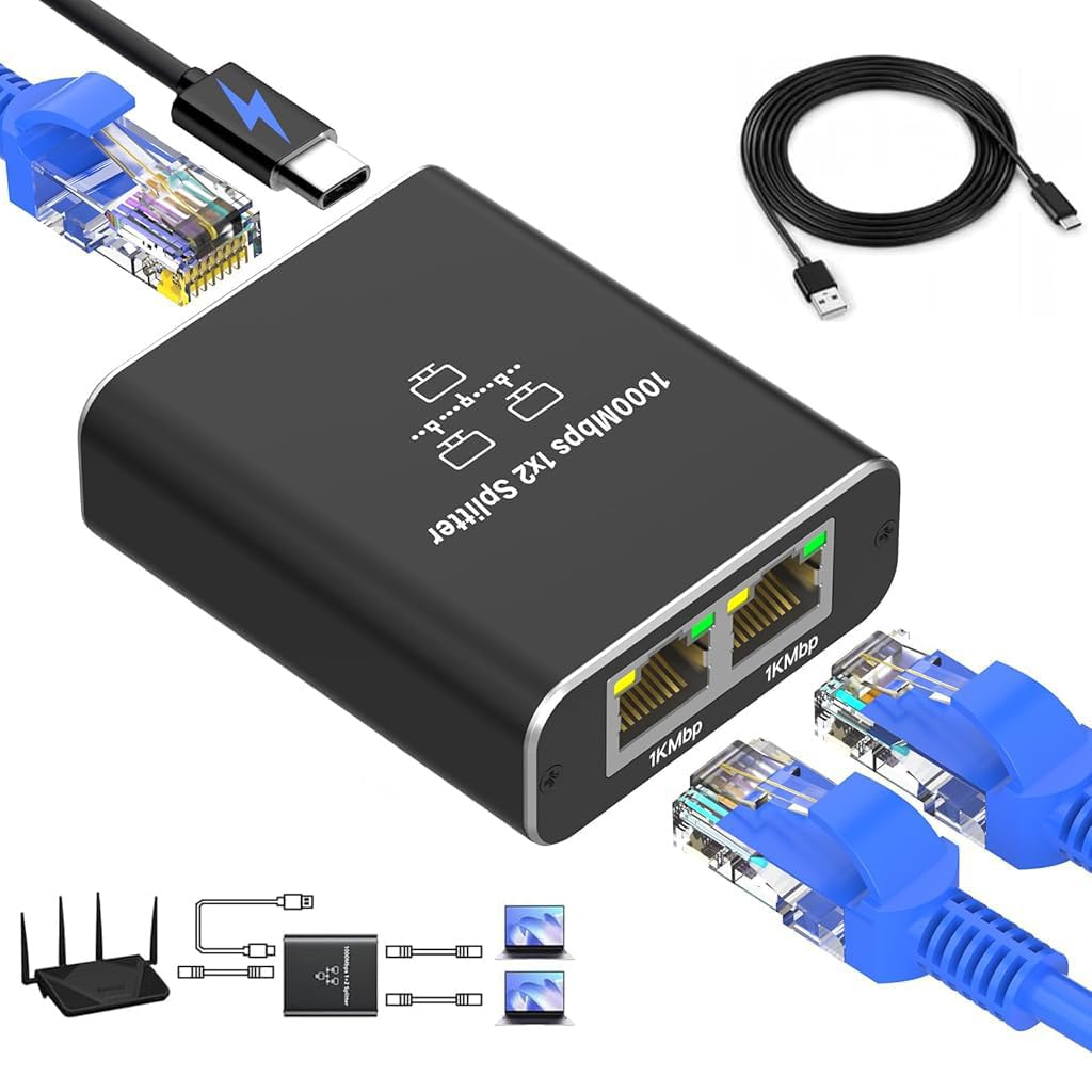 ZORBES® Ethernet Splitter USB C Powered 1000Mbps 1 to 2 Ethernet Splitter Ethernet Network Splitter Portable Gigabit Ethernet Splitter for Home, Office (B0DHVFXV52) Amazon Price History, Amazon Price Tracker