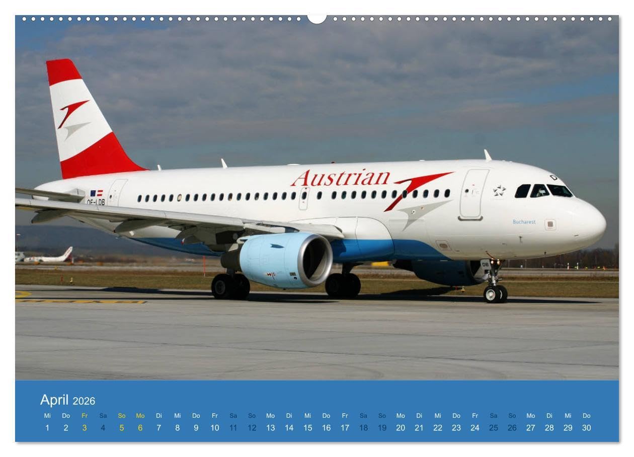 Airbus Airliners (hochwertiger Premium Wandkalender 2026 DIN A2 quer), Kunstdruck in Hochglanz: Die Airbus Flugzeug Familie deckt heute das ganze ... Von A300 bis A380 (CALVENDO Mobilitaet)