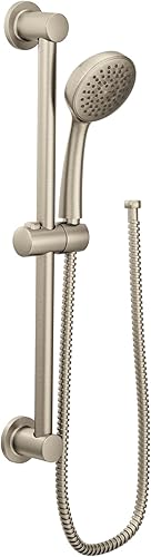 Moen Eco-Performance - Ducha de mano de níquel cepillado con barra deslizante de 24 pulgadas y manguera de 69 pulgadas, 3868EPBN