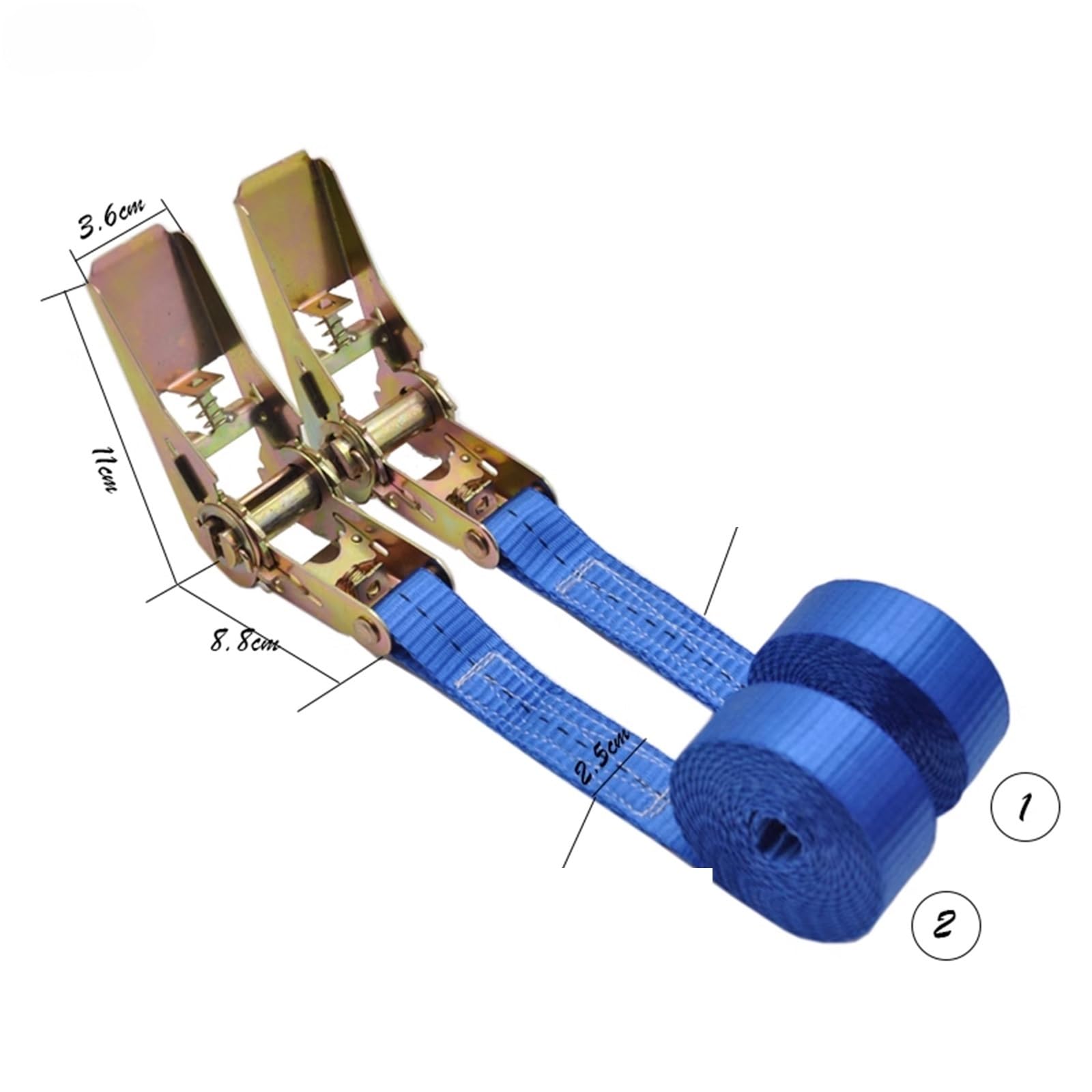 Cinchas de Amarre Cinturones tensores, Correas de Carga Ajustables for cinturón Amarre Coche, artículos Equipaje Atados, 1 ud(2m Blue)