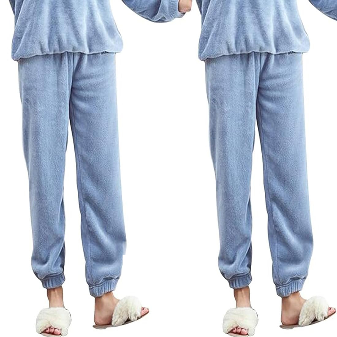 Women's and Men's Winter Bottom Plush Fluffy Pajama Pants Warm Fleece Lounge Pants Sleepwear Bottoms Free Size (Waist 28-34 Pack of 2)-image-20