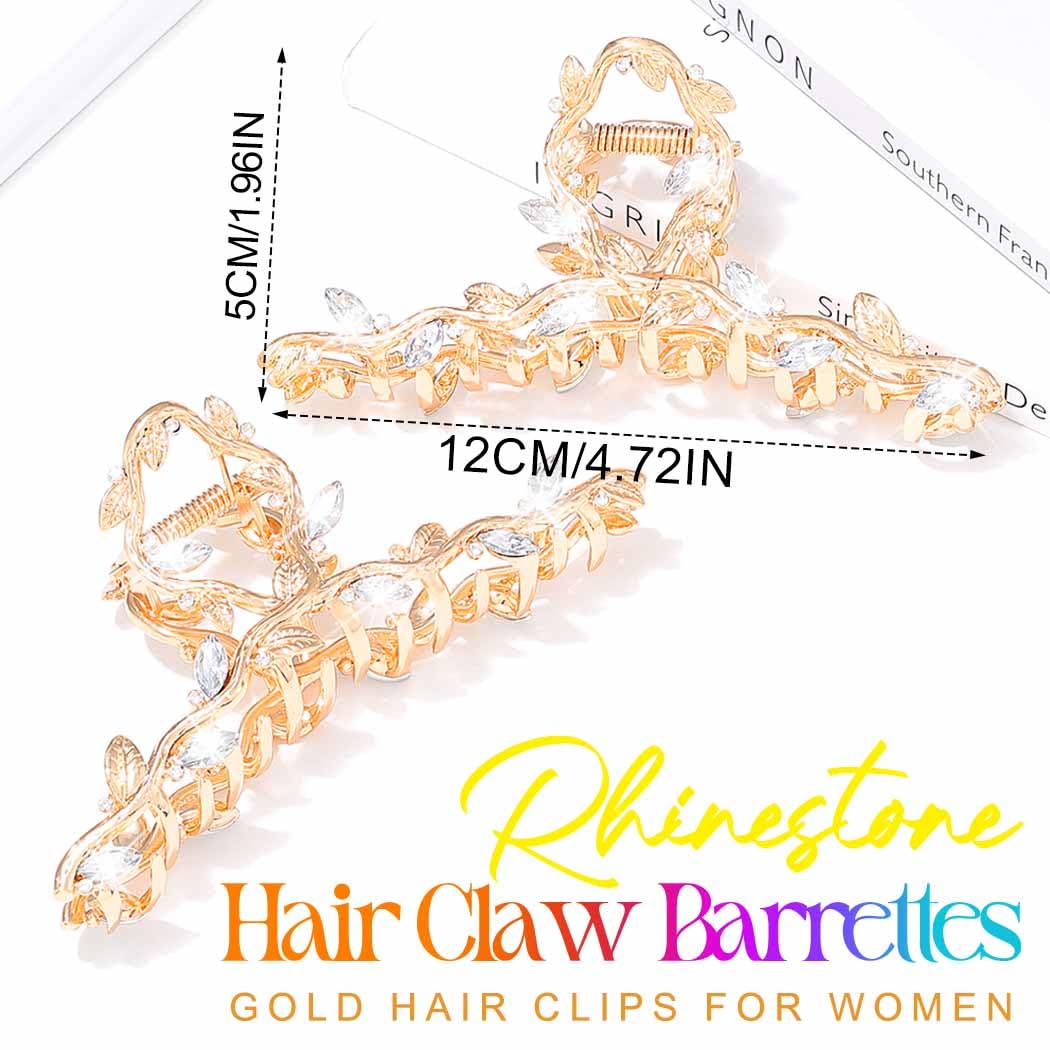 BARTOSI Goldene Haarspangen, ausgefallene Strasssteine, Haarklammern, Metall, glitzernd, Haarschmuck für Damen, 2 Stück