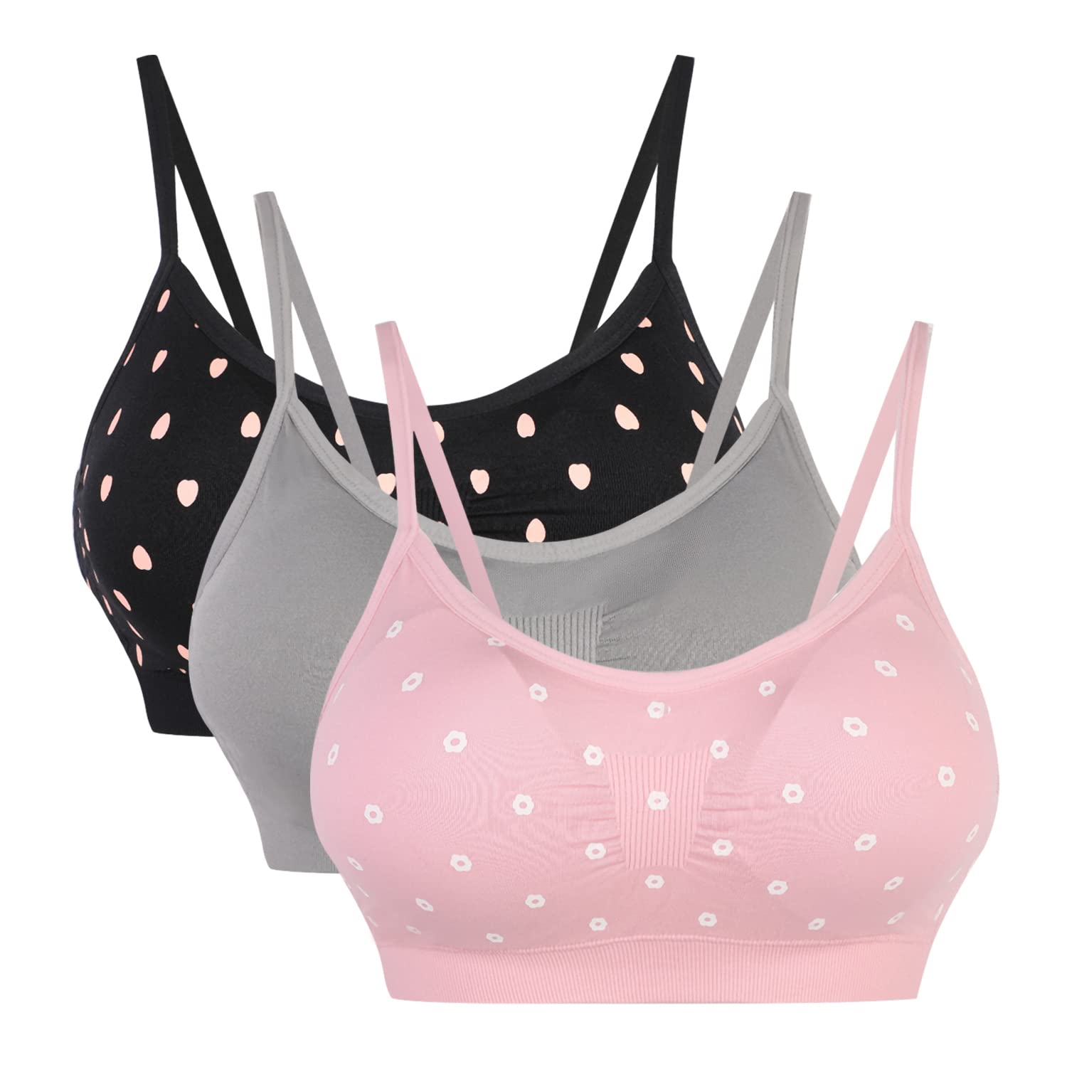 Vertvie Womens Strech Duenn Ohne Buegel Push up Yoga Sports BH Bra Top Set Fuer Fitnesstraining Polsterung 2er/3er Pack