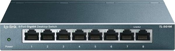 TP-Link Switch de red Gigabit Ethernet de 8 puertos - divisor Ethernet | Plug & Play | sin ventilador | metal resistente con puertos blindados | optimización de tráfico | no administrado | protección de por vida (TL-SG108)