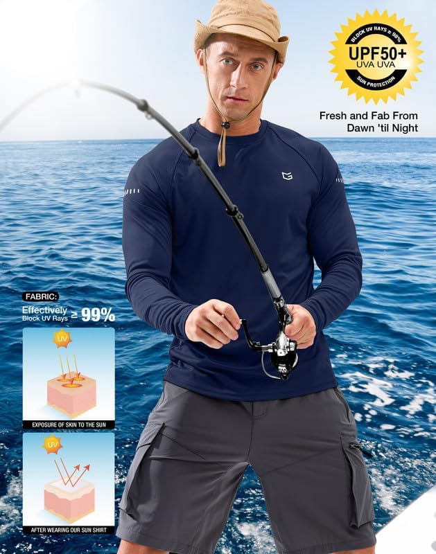 Men's Sun Protection Long Sleeve Shirts UPF 50+ - Image 5